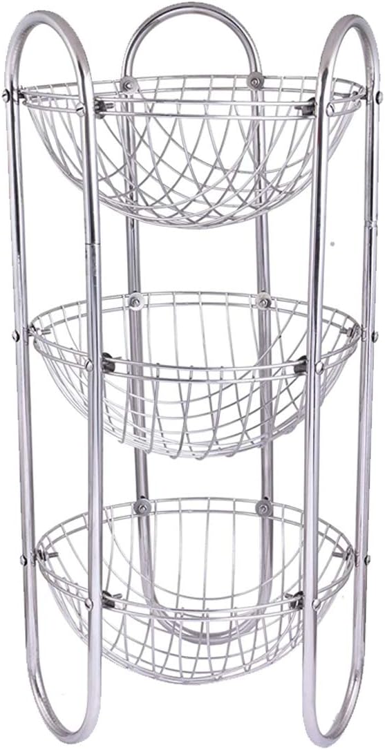 Oc9 Stainless Steel Multipurpose 3 Shelf Fruits and Vegetable Kitchen Storage Rack Silver