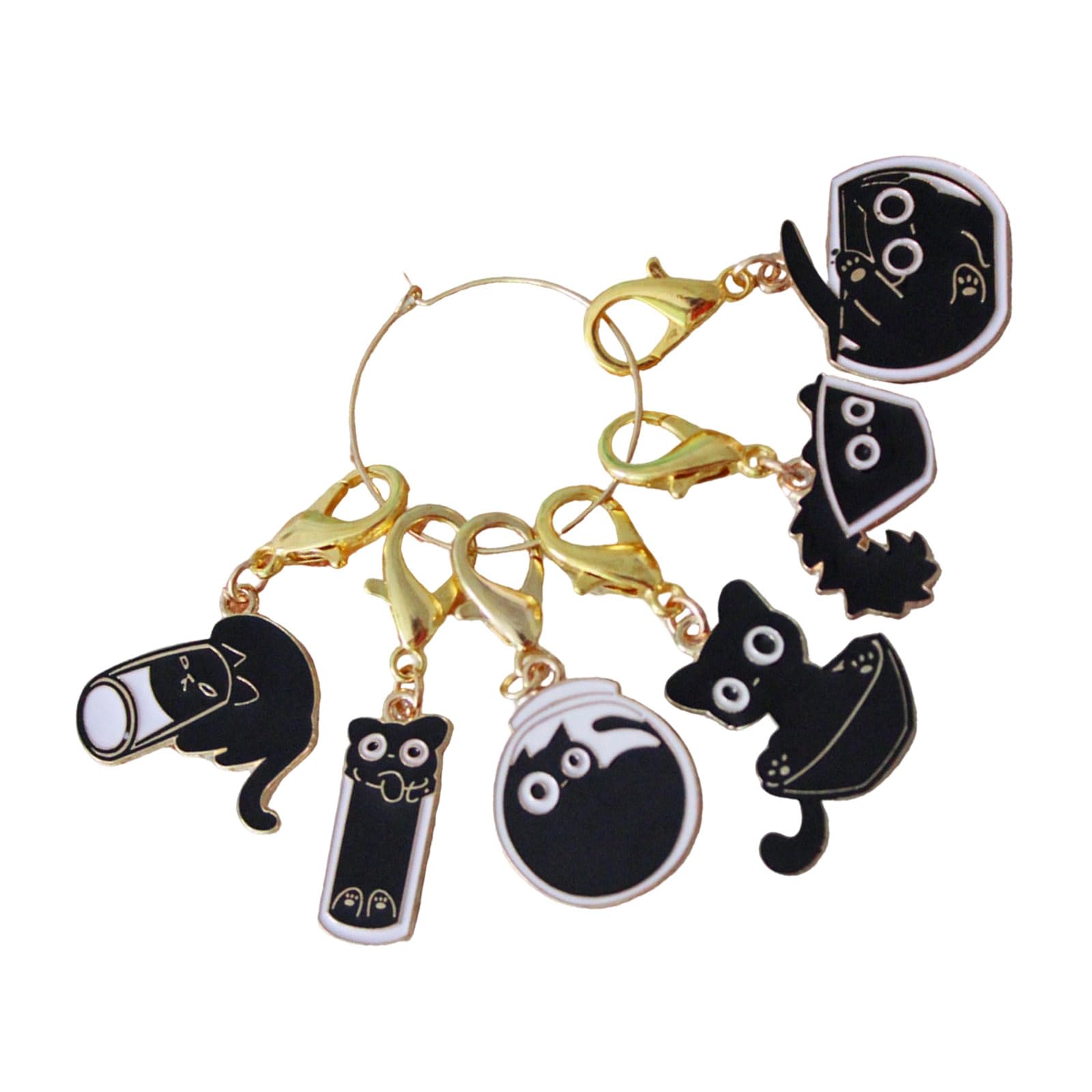 Kalttoy Multicolor 6Pcs Kitten Shape Metal Stitching Markers With Lobster Clasp Locking For Knitting Crocheting Animal Charm Alloy Locking Stitching Markers With Metal Clasps For Sewing Weaving