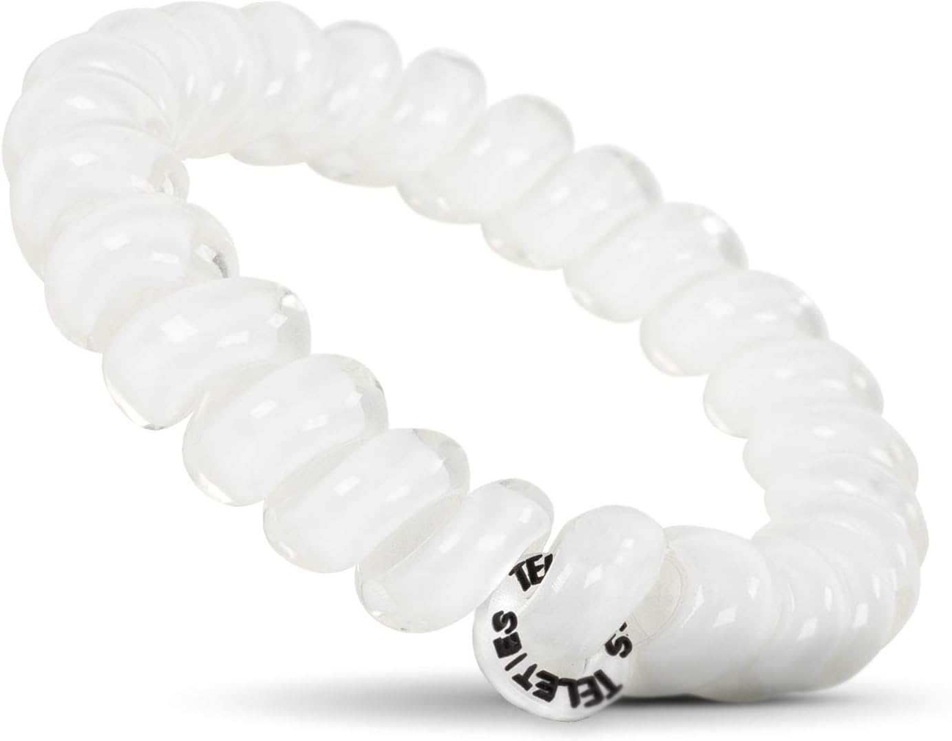 TELETIES - Spiral Hair Coils - Ponytail Holder Hair Ties for Women - Phone Cord Hair Ties - Strong Grip, No Rip, Water Resistant, No Crease Hair Tie Coils - 3 pack (Large, Coconut White)