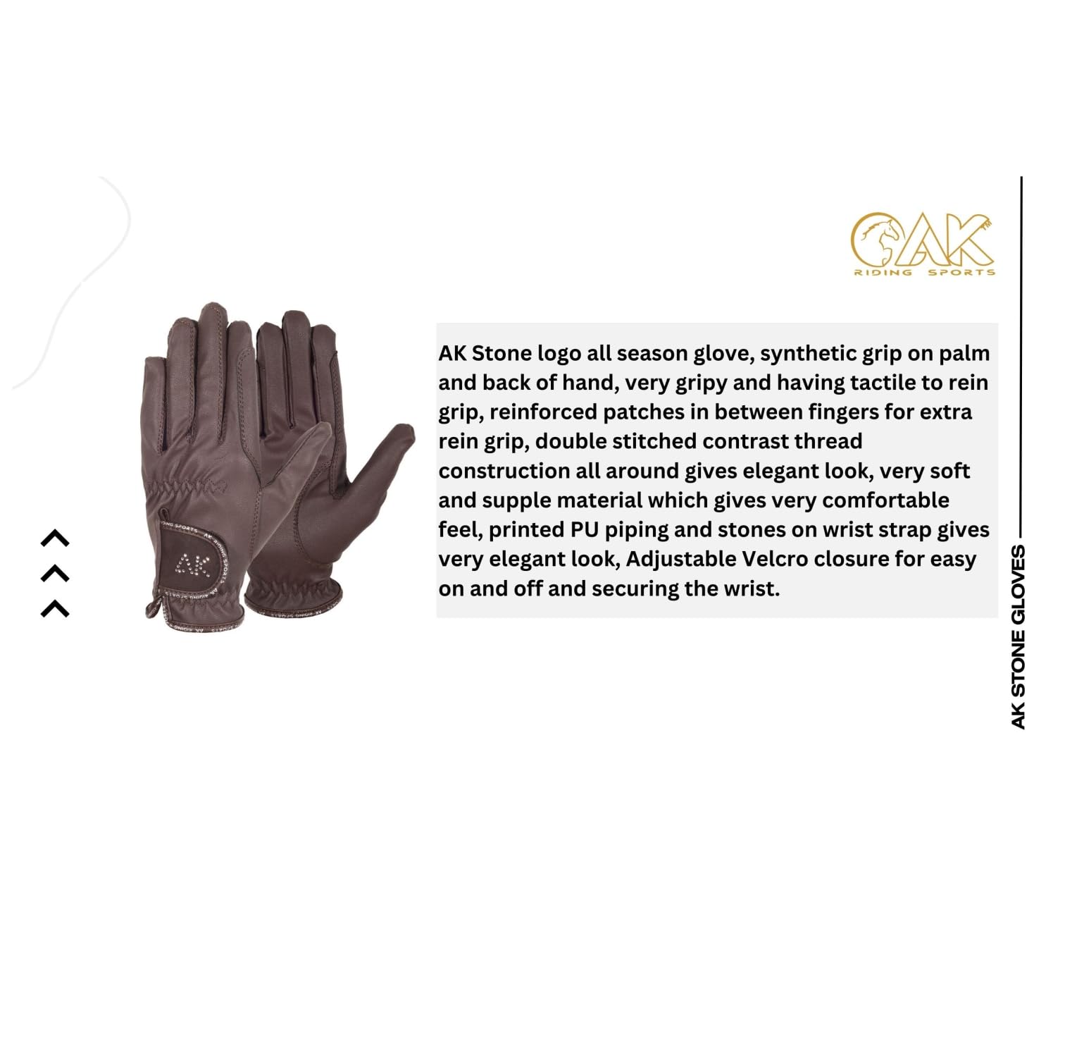 AK - Guantes de equitación para mujer, hombres y niños, con piedras
