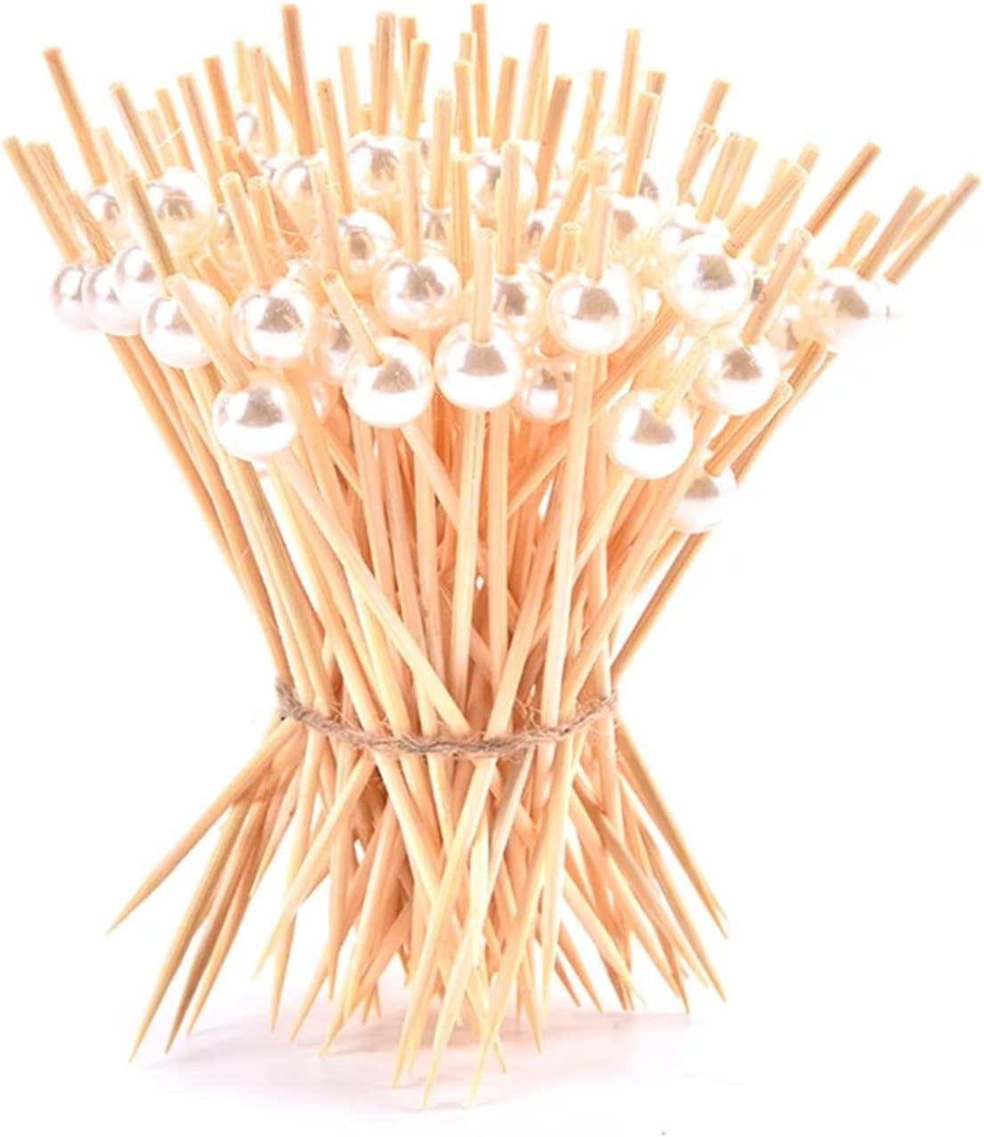 Fruit Skewers 100Pcs Pearl Cocktail Picks Wooden Toothpick Skewer Snack Fork Fruit(Pink)
