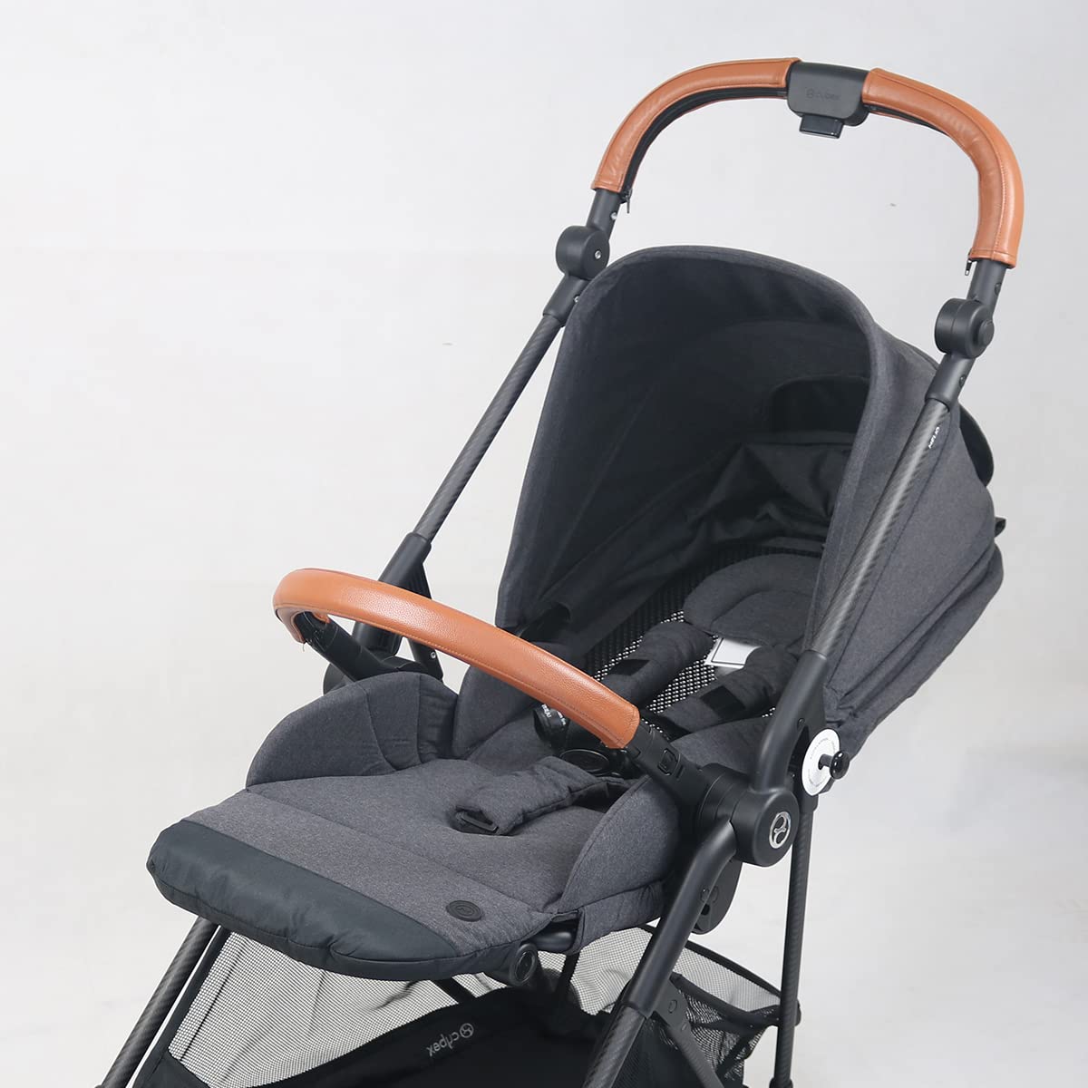 Copertura per maniglia in pelle ecologica in poliuretano, compatibile con passeggino Cybex Melio Carbon, custodia paraurti per passeggino, accessorio per passeggino (per maniglia mamma, marrone)