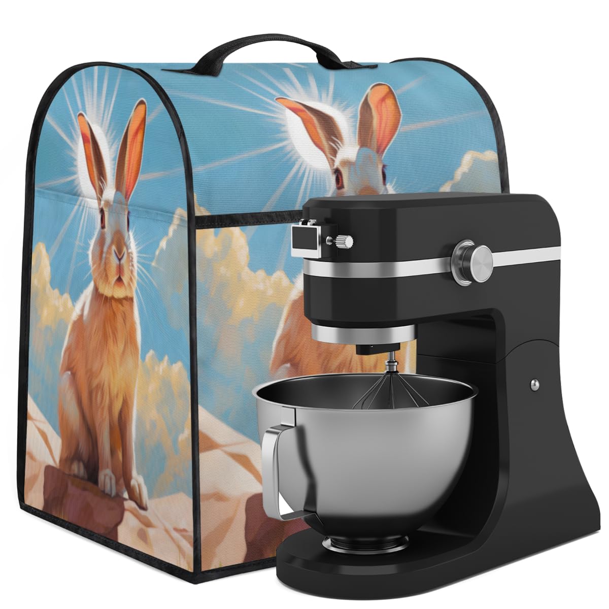 Coffee Maker Cover Animal Rabbit Kitchen Appliance Covers Small Appliance Covers Blender Cover Juicer Cover Dust Covers for Kitchen Appliances with Top Handle and Pockets,Washable,C430