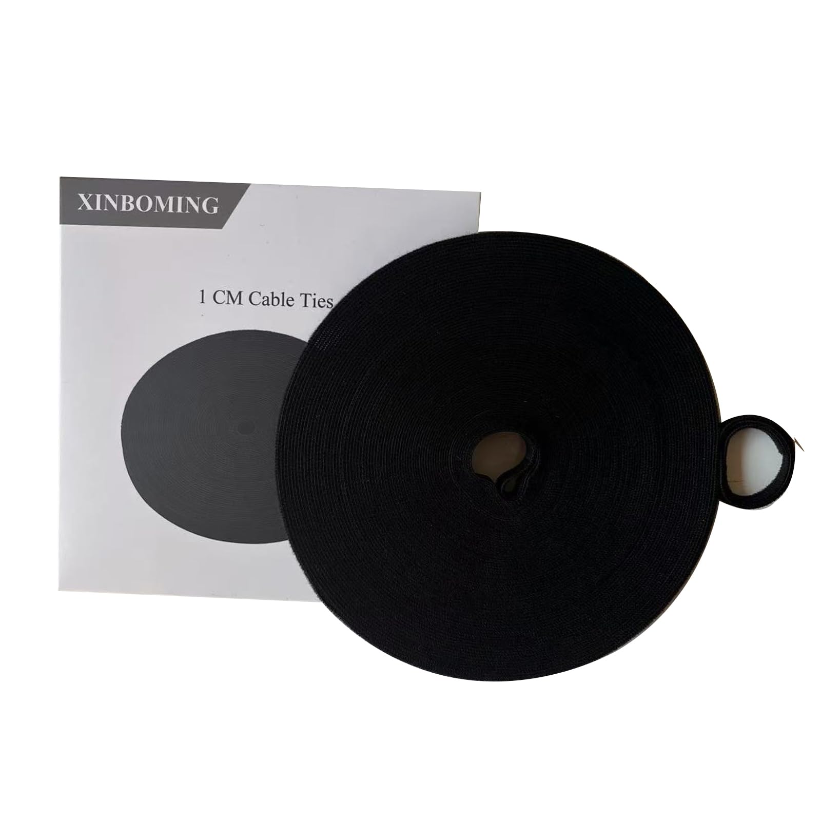 Wiederverwendbare Kabelbinder, Kabelmanagement-Rolle, schwarz, doppelseitiges Klettband, 0,95 cm, 22,7 m