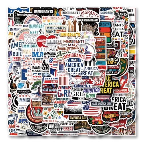 120Pcs Immigrants Make America Great Stickers Pro Immigrant Sticker Aesthetics Scrapbook Sticker Waterproof Vinyl for Laptop Water Bottle Skateboard Scrapbooking Party Favors