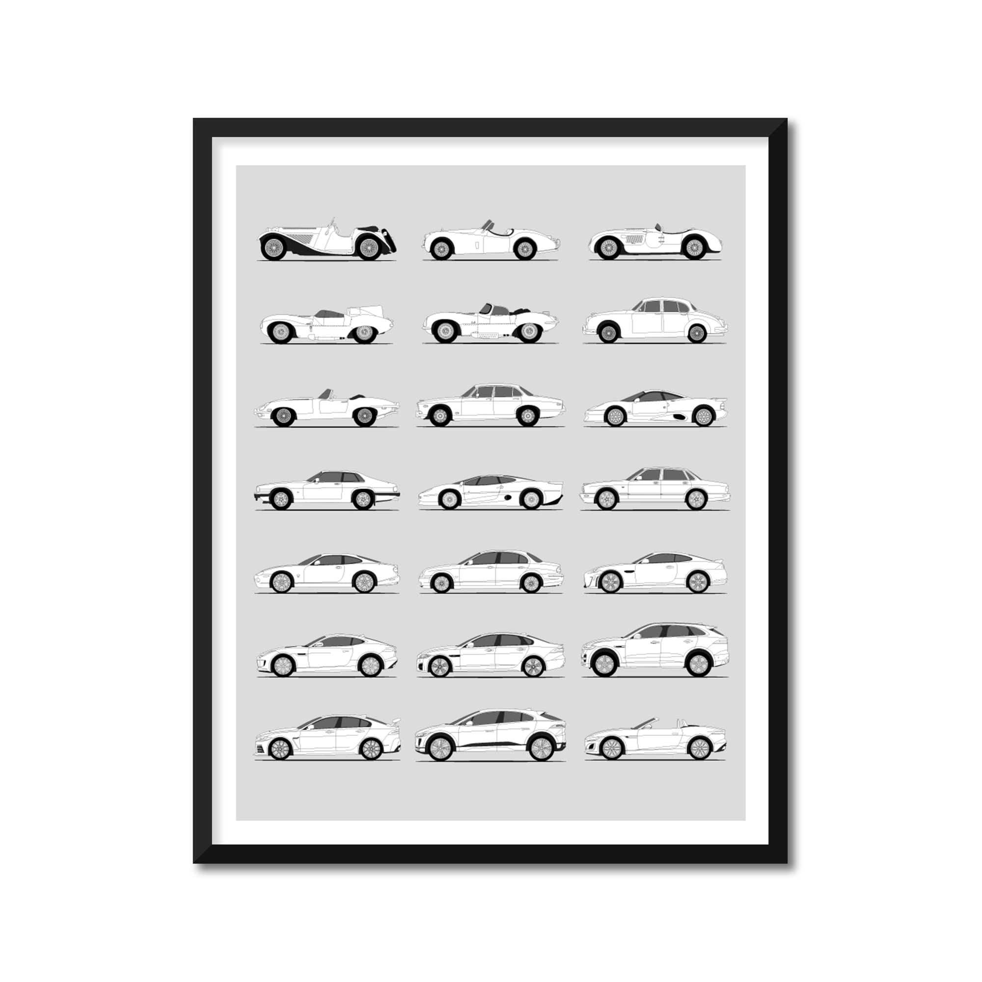 Custom Car Posters Handmade Poster compatible with History of Jaguar Print Wall Art Decor of the Best of Jaguar Generations History Evolution - A1 (59.4 x 84.1 cm) (Unframed) Lustre Print