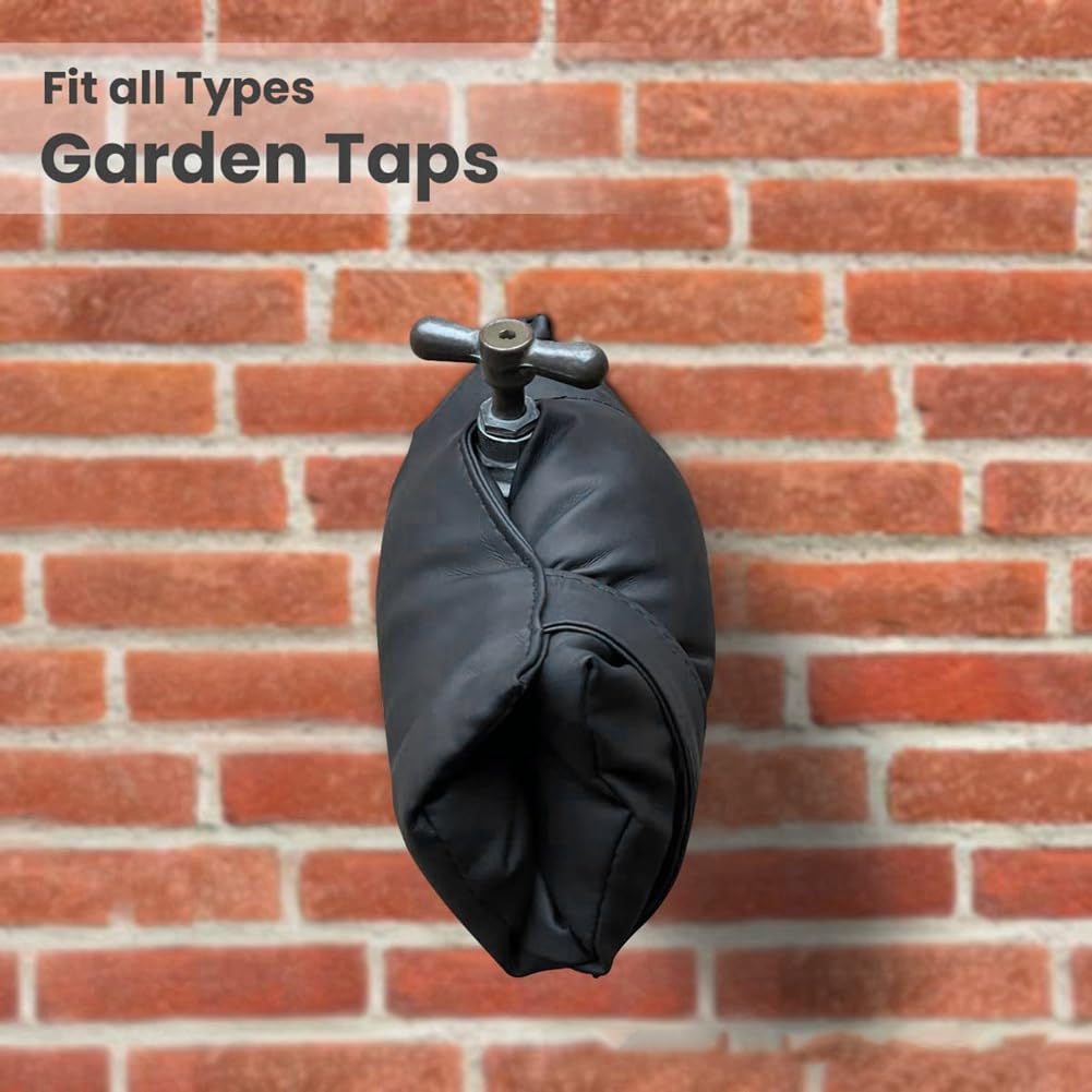 Gokoti Insulated Outside Tap Cover Winter Frost Protector Outdoor Weather Jacket Faucet Cover Leather Black - Image 4