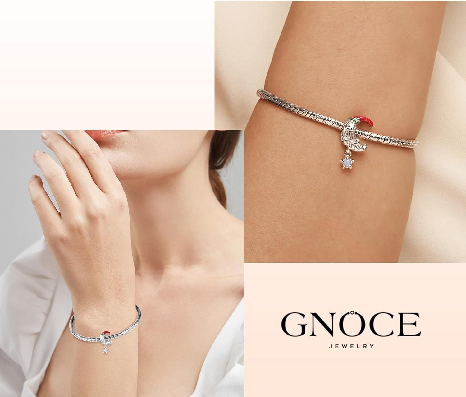 GNOCE Moonlight Santa Claus Charm Sterling Silver Bead Christmas Charm Fit Bracelet/Necklace for Women Wife/Jewelry Gift - Image 6