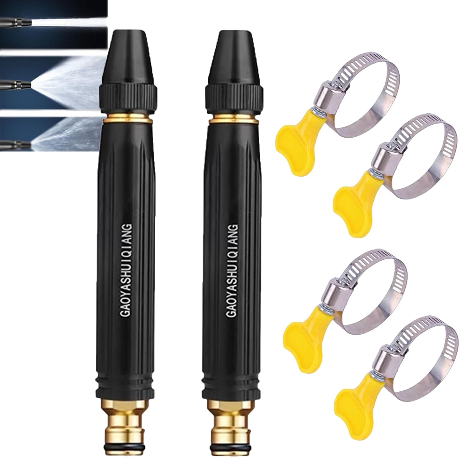 High-Pressure Car Wash Sprinkler Aluminum Alloy Garden Hose Nozzle, High Pressure Hose Nozzle & Car Wash Attachment – Power Nozzle for Pipe, Adjustable Metal Sprayer for Gardening, Car, Floor (2PC)