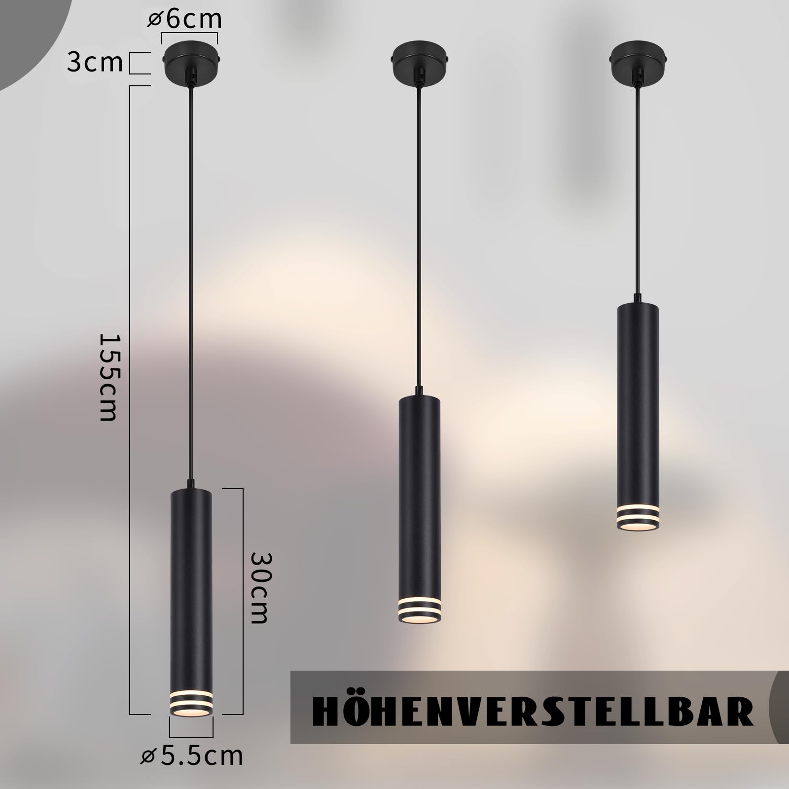 Pendelleuchte GU10 Zylinder Hängelampe -2ER Modern Aluminium
