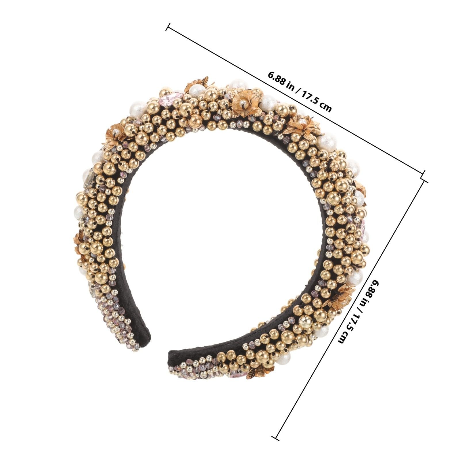 Diadema Ancha de Vidrio y Perlas Barrocas para Mujer