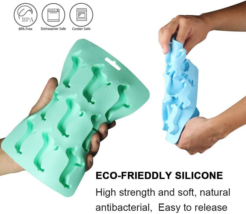 Ice Cube Trays, Mini Dachshund Dog Shape Silicone Ice Tray With 9 Ice Cubes for Freezer, Whisky, Cocktail, Cookies, Candy, Chocolate, BPA Free (three color 3 packs)