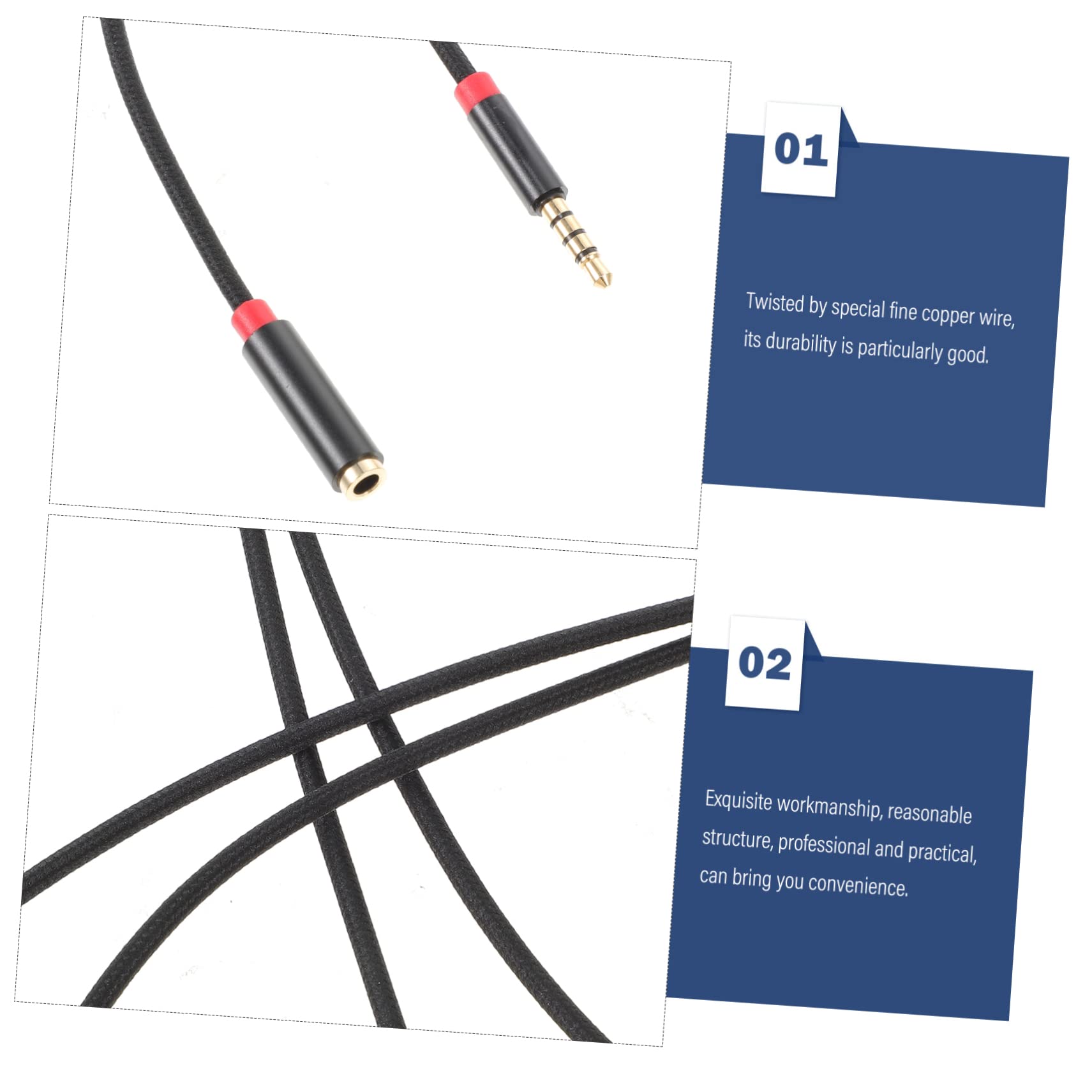TEHAUX 5pezzi Cavo Audio Prolunga Maschio Femmina Cavo Aux Per Cuffie e Dispositivi Compatibile Con Computer e Auricolari Durabilità Elevata e Trasmissione Stabile