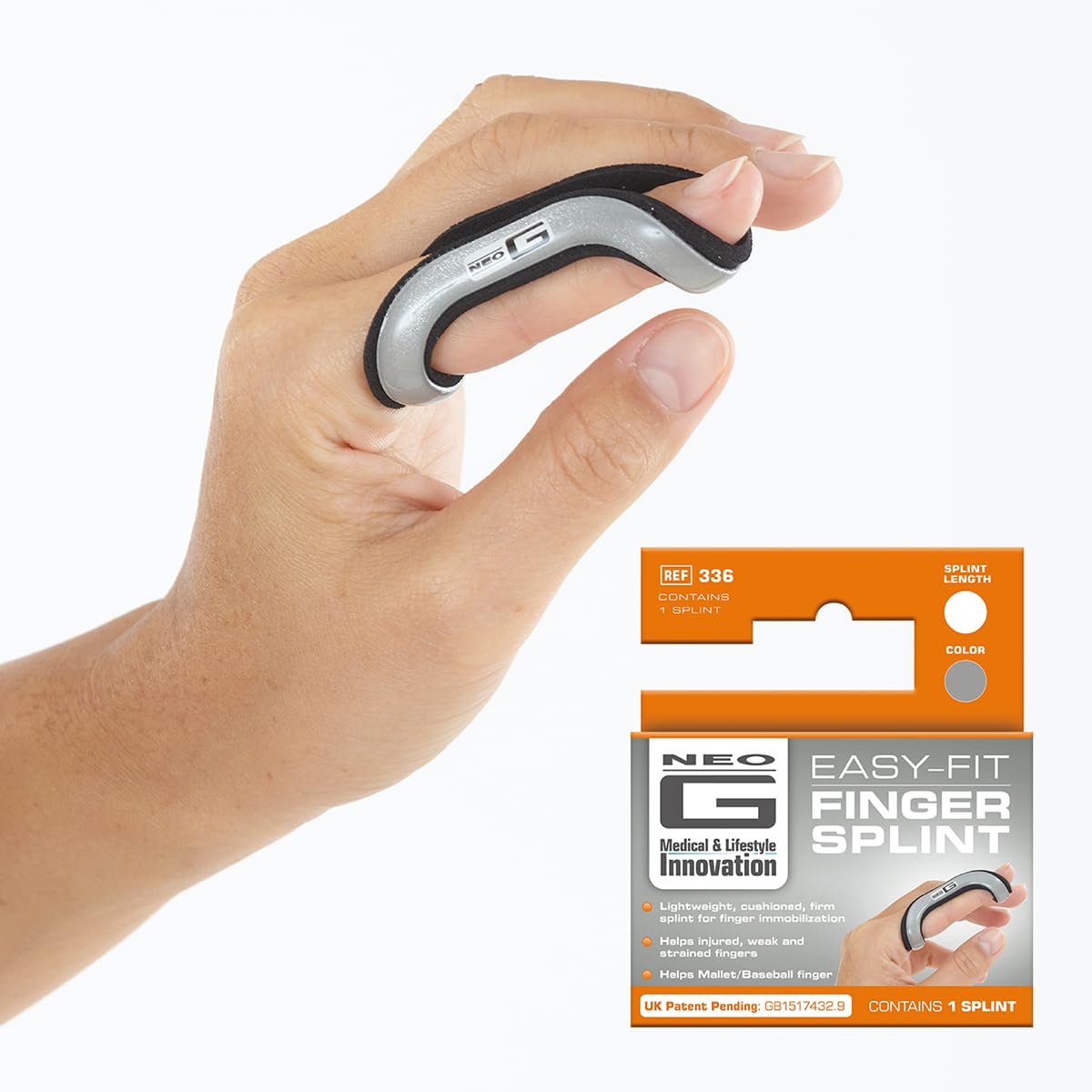 Medium : NEO G Easy-Fit Finger Splint - MEDIUM - Medical Grade Quality flexible & soft cushioned shell, HELPS with strains, sprains, breaks, mallet/baseball finger, finger immobilization & rehabilitation