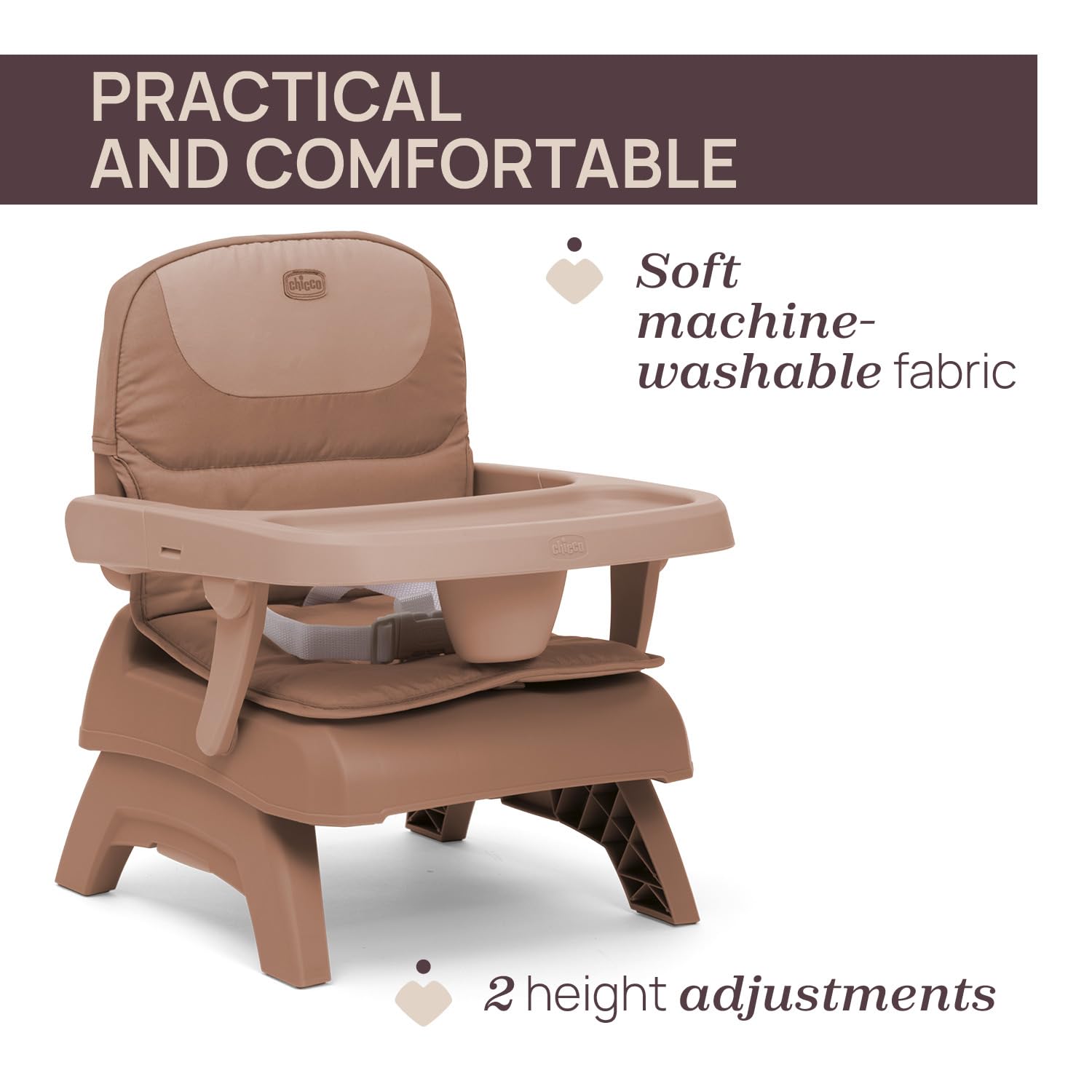 Chicco Bento Rehausseur de Chaise pour Enfants, 6-36 Mois, Siège Repas Rehausseur de Table, Portable, Hauteur Réglable, Plateau Amovible, Fermeture Compacte, Coussin Doux Amovible, Lavable en Machine