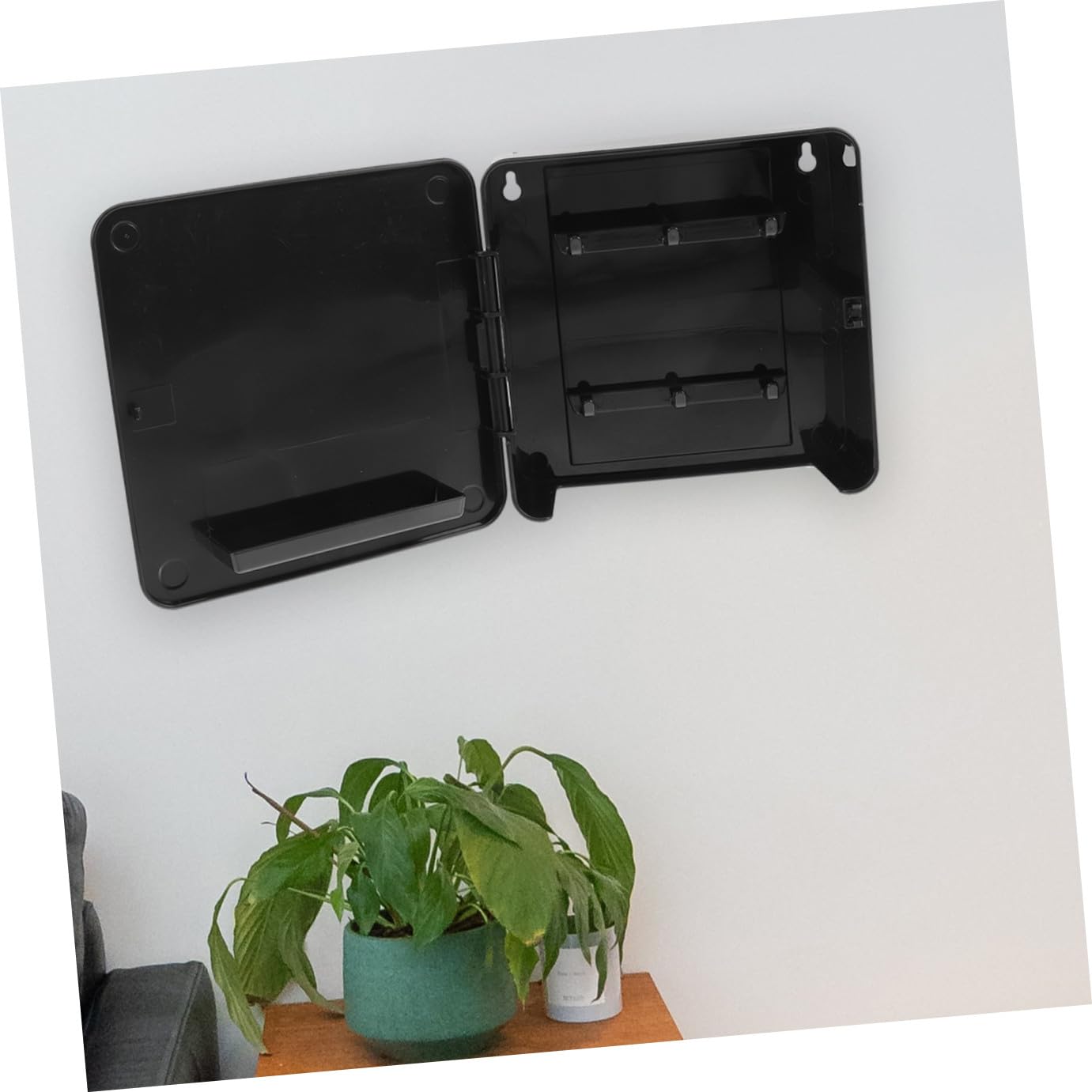 Portachiavi da Muro in Plastica, Appendichiavi Magnetico per Ingresso, per Chiavi e Lettere, Design Moderno, Nero, Salvaspazio