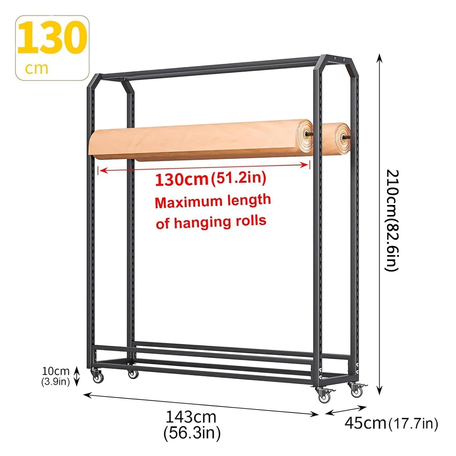 Rollregal für Vinyl und Transferpapier, verstellbar, 210 cm hoch, Stahlnizer mit 20 Stangen, perfekt für Bastelbedarf und Zuhause
