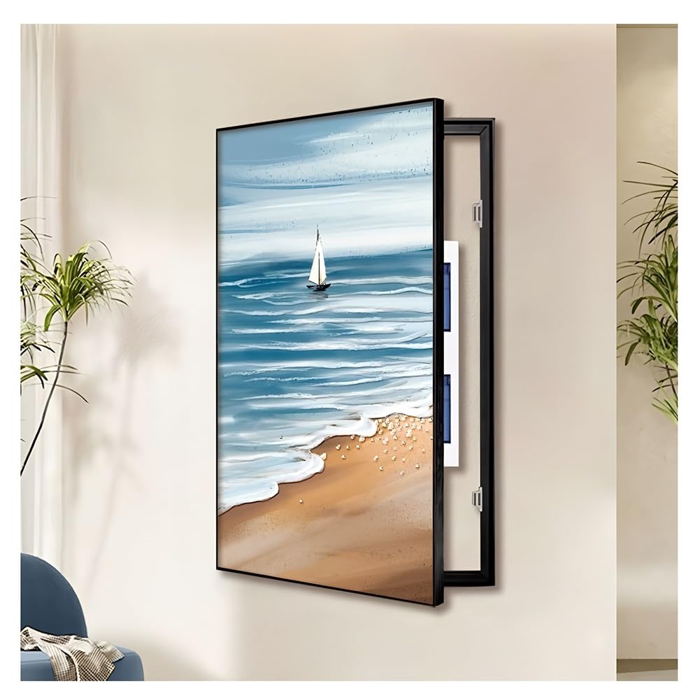 Dekoracyjna osłona panelu elektrycznego, montowana na ścianie aluminiowa osłona skrzynki bezpieczników, zdejmowana pokrywa miernika do dekoracji wnętrz, I-50 x 70 cm/19,7 x 27,6 cala