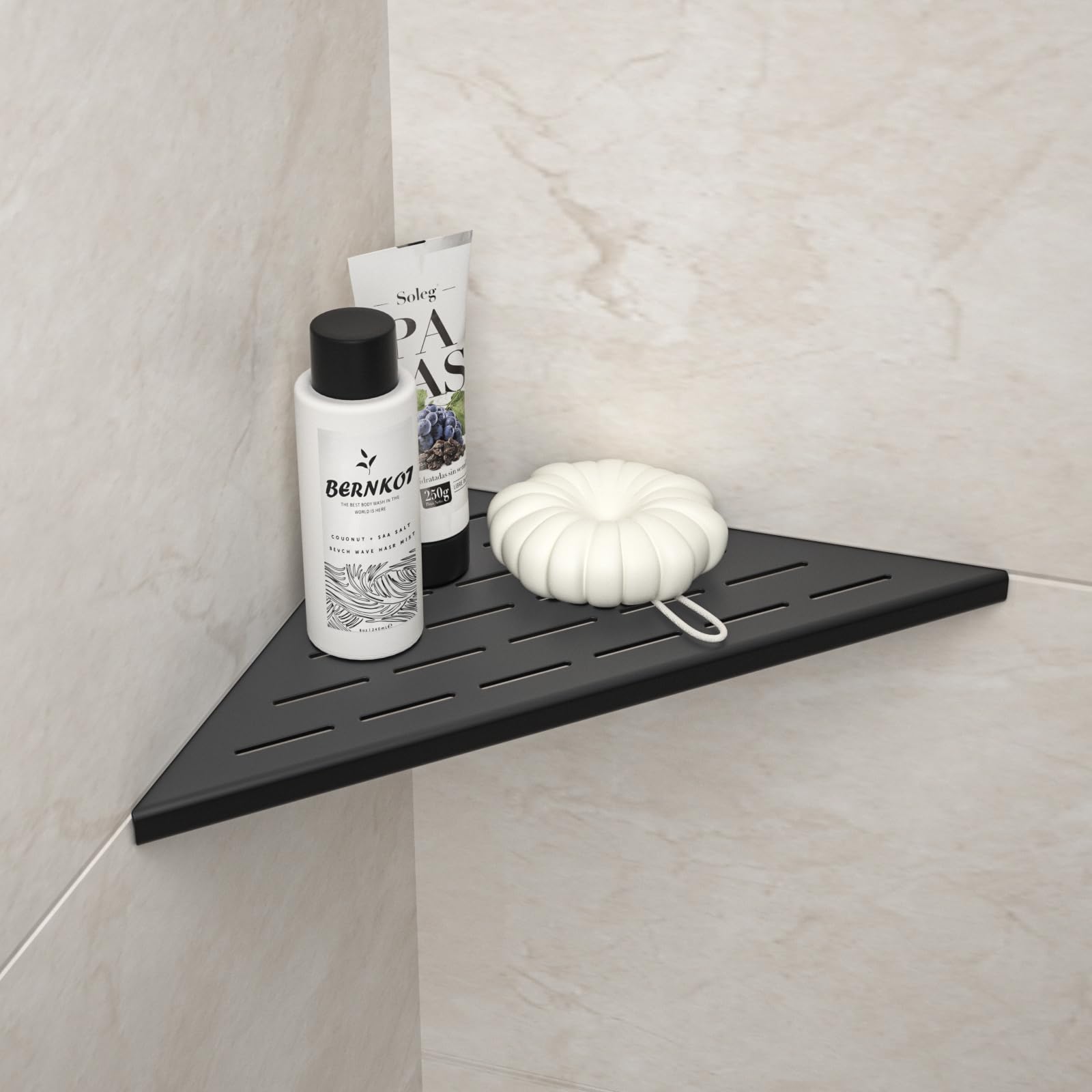 Estantería esquinera para Ducha de 305 mm, Color Negro Mate, Acero Inoxidable 304, estantería de Esquina empotrada, para Pared de Azulejos, sin taladrar, 2 Unidades