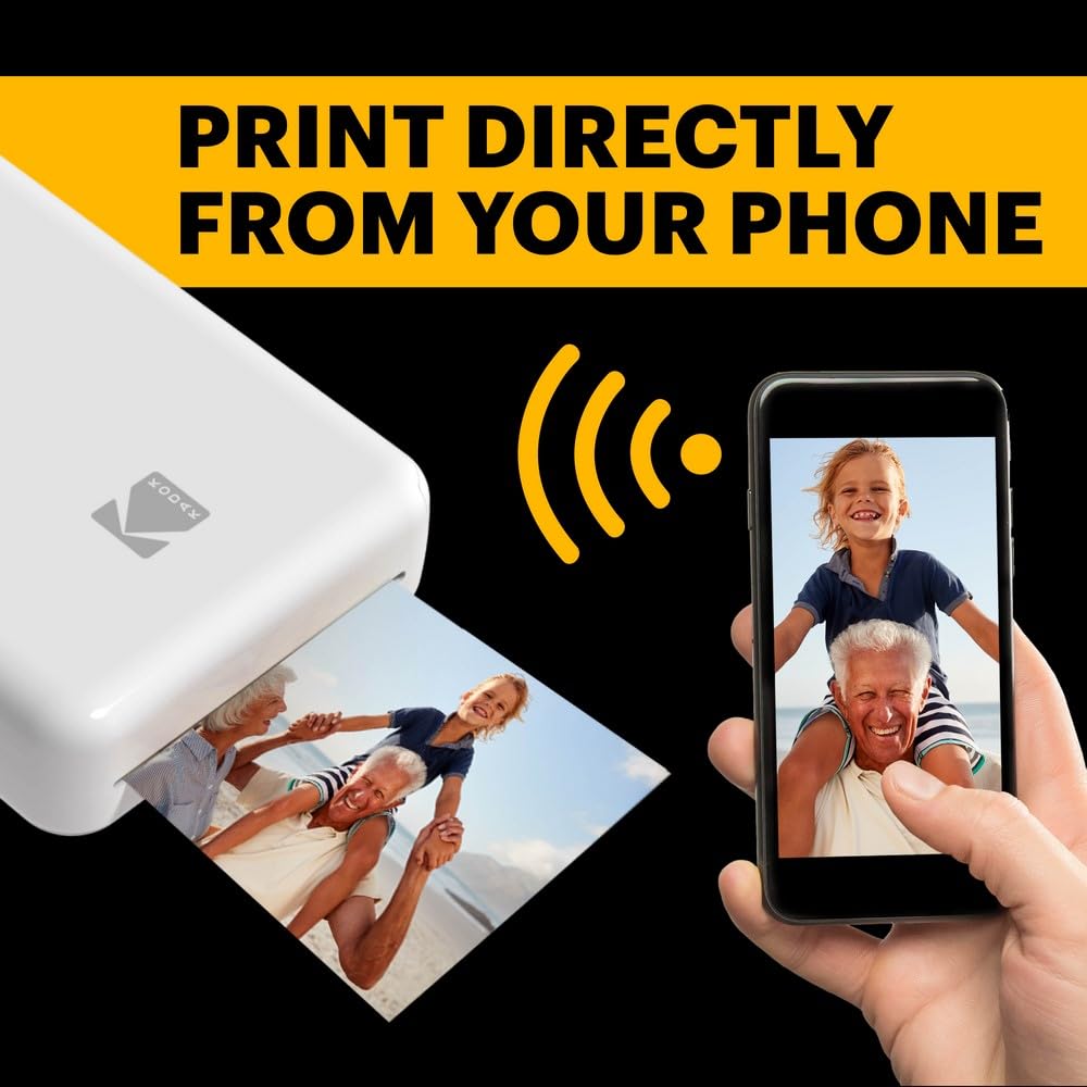 Kodak - Impresora fotográfica mini 2 HD, instantánea, inalámbrica y portátil, con tecnología de impresión patentada 4Pass, compatible con iOS y Android, blanco