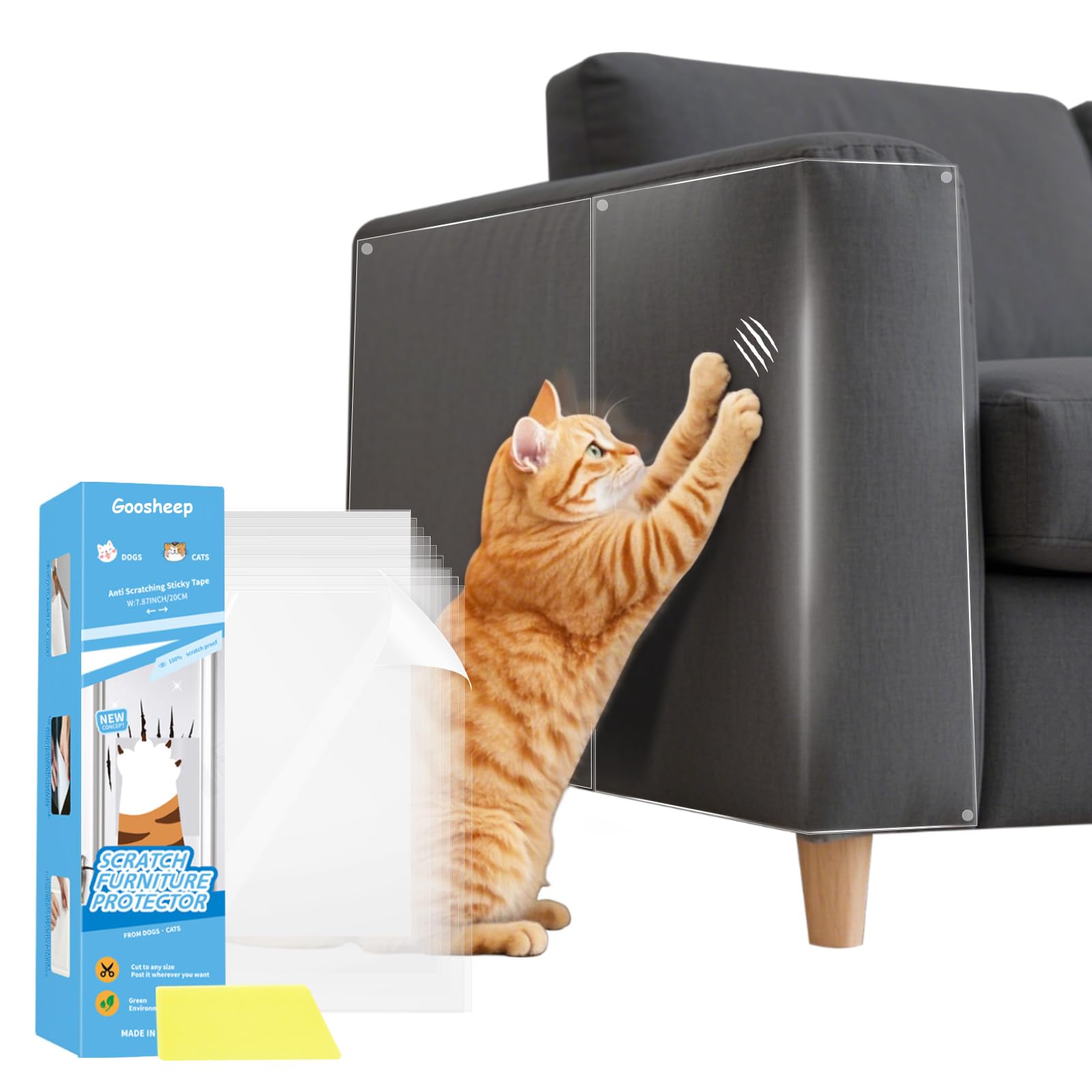 Goosheep Door Scratch Protector Door Dog Scratch Protector Dog Scratch Door Guard Pet Scratch Door Protector Couch Protector from Cat Claws Clear(