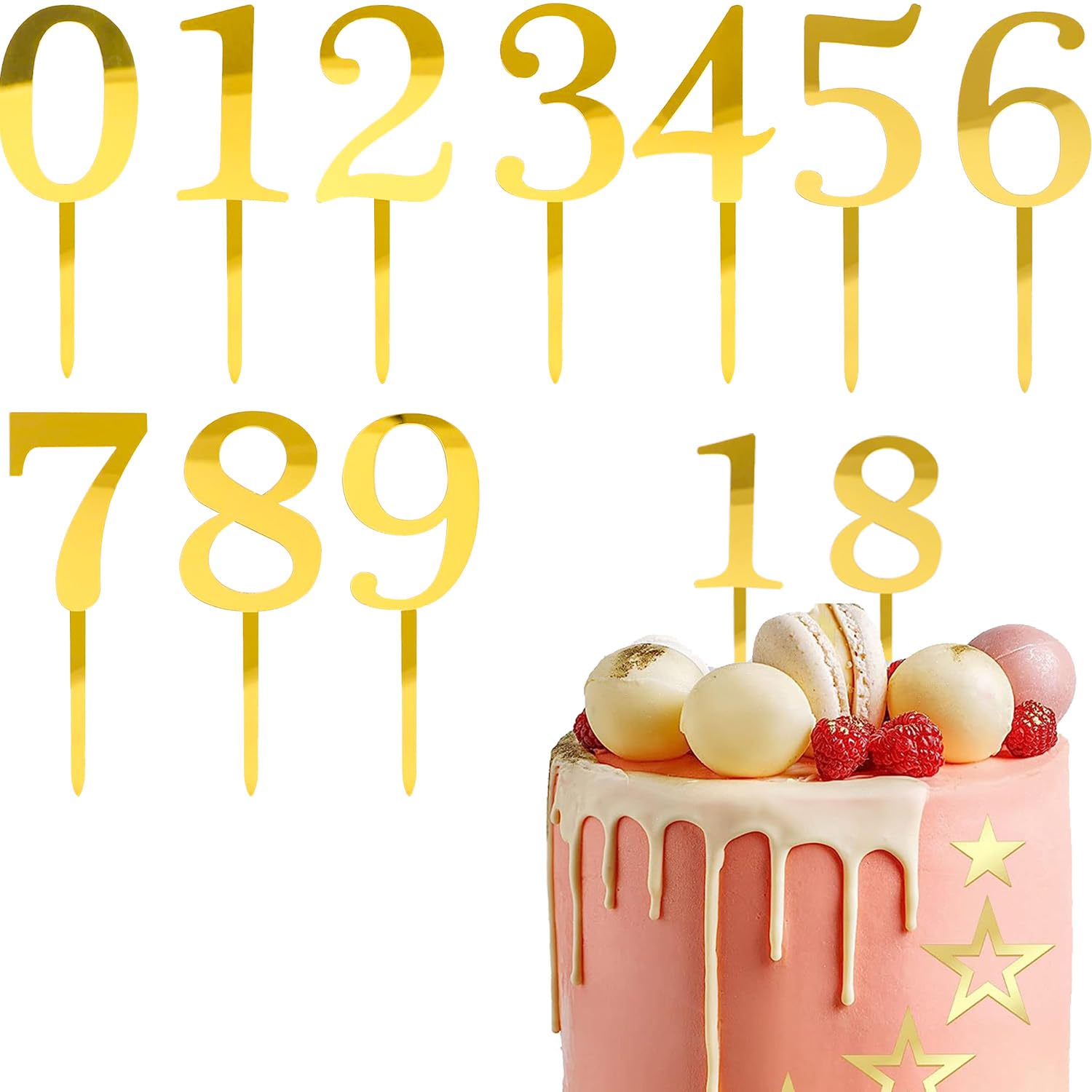 Happy Birthday Cake Topper Zahlen 0-9 – 10-teiliges Set In Gold | Acryl Tortenaufsätze Für Geburtstag & Hochzeit