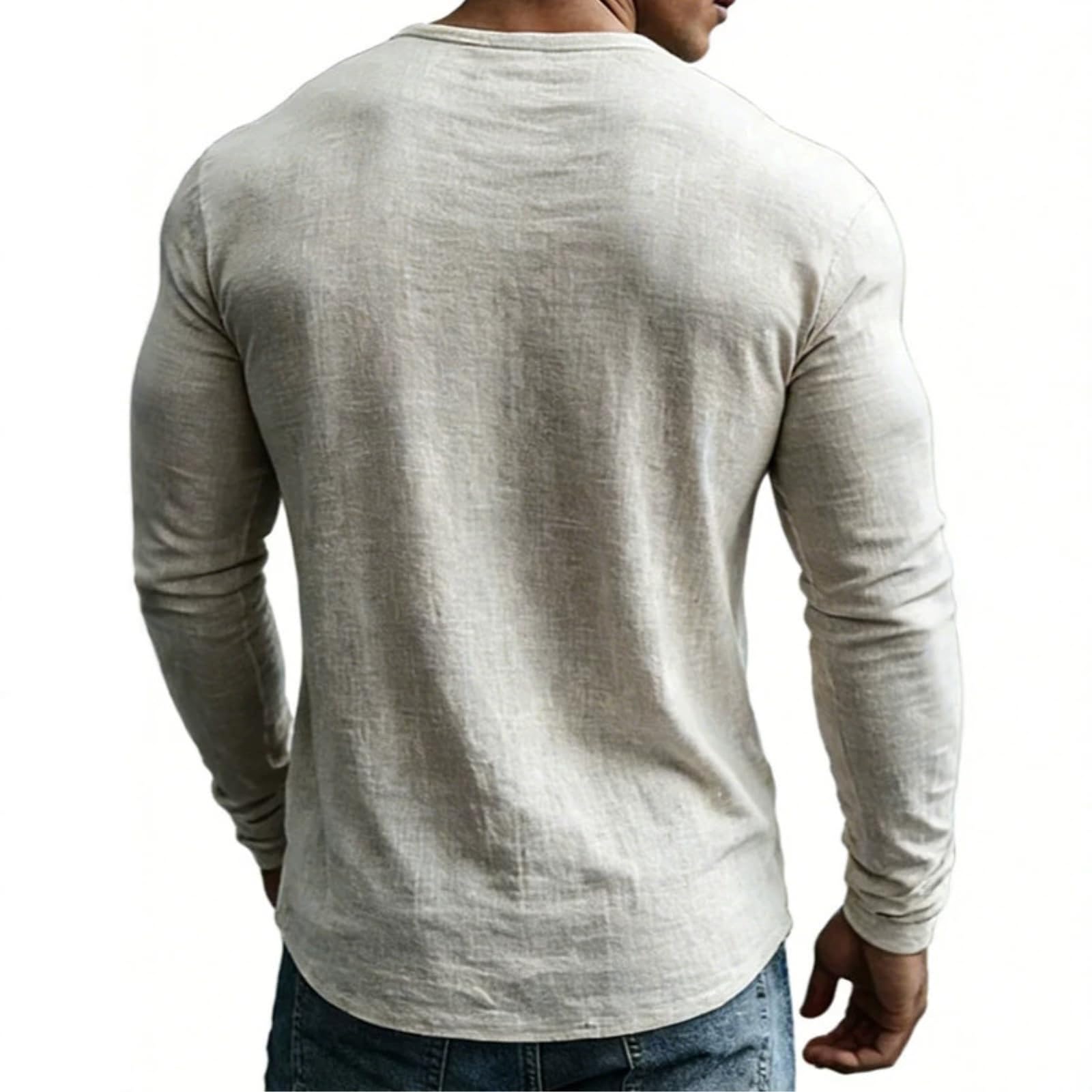GFZMF Męska koszulka z długim rękawem - Smukły krój V Neck Gym Casual