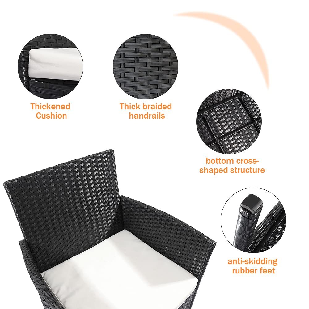 bigzzia Conjuntos de Muebles de Jardín Exterior en Ratán 4 Piezas Juego de Muebles de Jardín para 4 Personas Incluido 1 Sofá 2 Sillones 1 Mesa