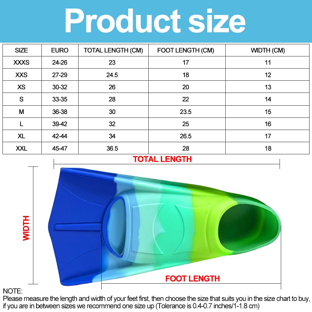 Aletas Natacion Piscina, Aletas de Natación para Niños, Aletas Cortas de Entrenamiento para Niños Niñas Snorkeling, Bucear y Nadar, 100% Silicona Unisex para Principiantes
