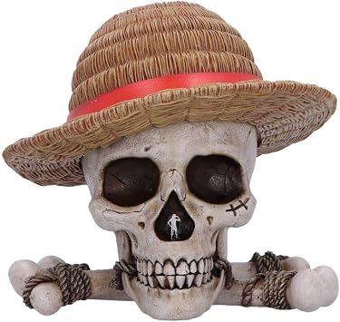 Nemesis Now Luffy Jolly Roger Storage Box Officially Licensed One Piece Skull & Crossbones Ornament Resin Trinket Holder with Straw Hat Detail