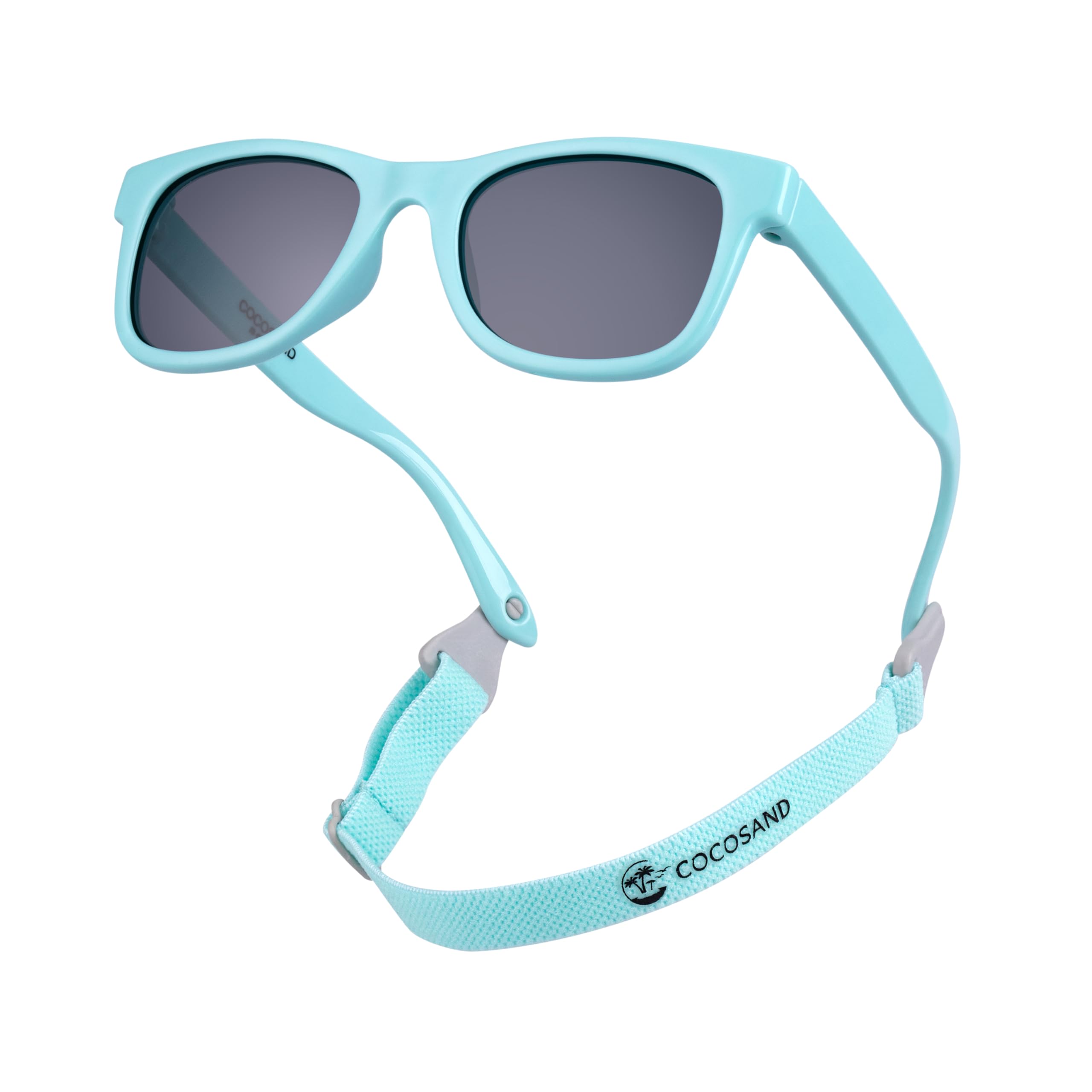 Flexible Polarized Baby Sunglasses with Strap | UV Protection, Bendable, For Toddler Infant Newborn Girl Boy, Age 0-24 Months TPE Light Blue