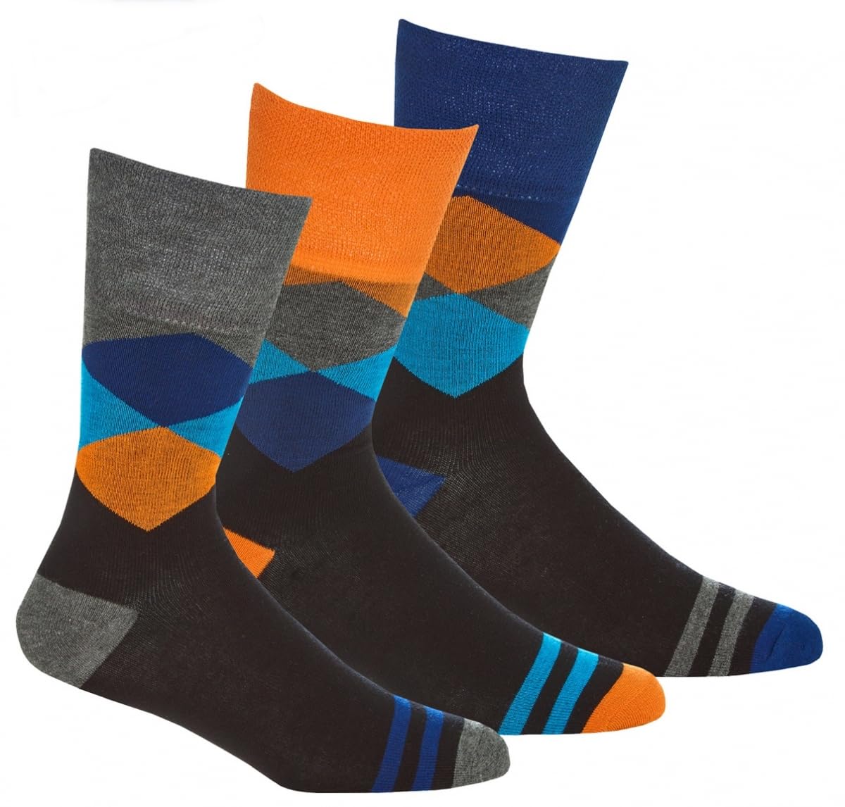 Panda Stick Men's Multi-Color Bamboo Diamond Pattern Socks In Mixed Colours, Size: One Size