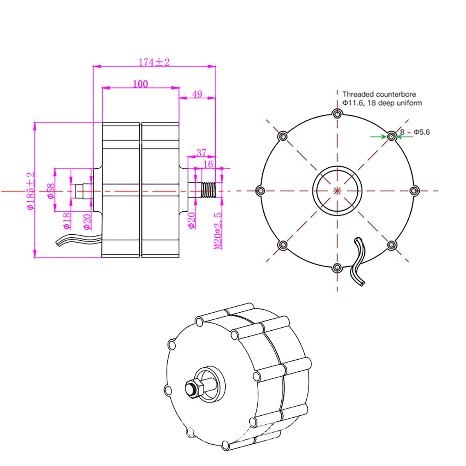 Generador de imán permanente de 6000 W y bajas revoluciones, alternador trifásico de CA sin engranajes, generador de turbina eólica hidráulica con rectificador, generadores de molino(24V)