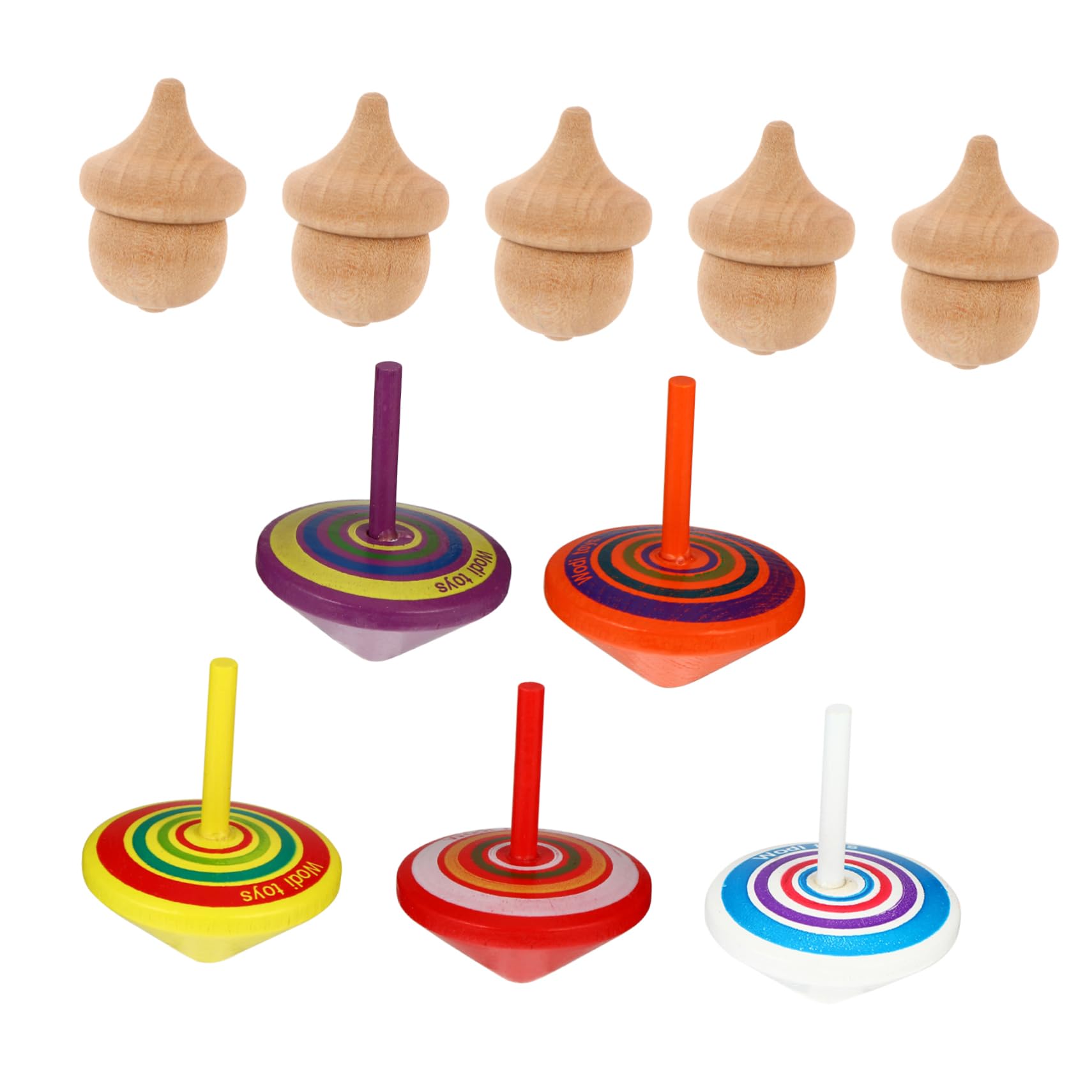 BESPORTBLE 10pcs Boys and Girls Wooden Spinning Tops Toddler Toy Pinecone Shape Smooth Surface Educational Fun for Boys and Girls Random