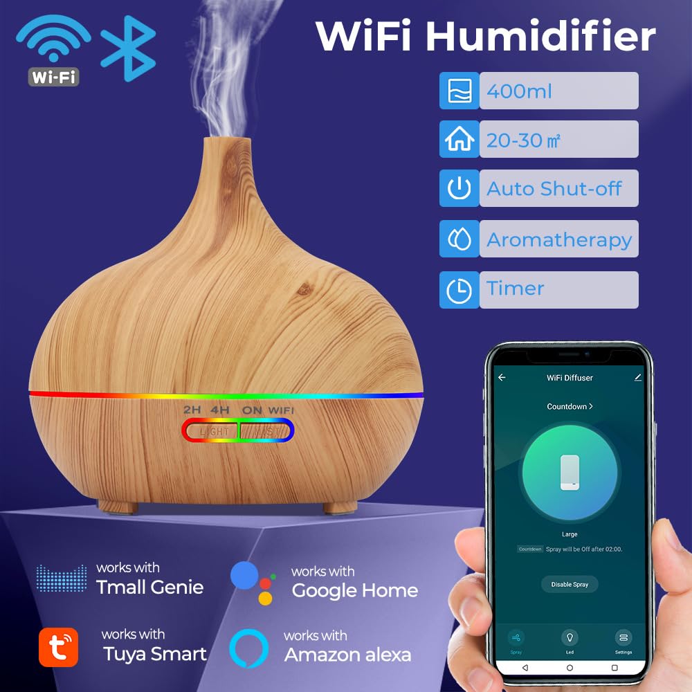 CALEX Smart Aroma Diffuser - Wifi Humidifier - App Controlled Aroma Diffuser - Humidifier with RGB