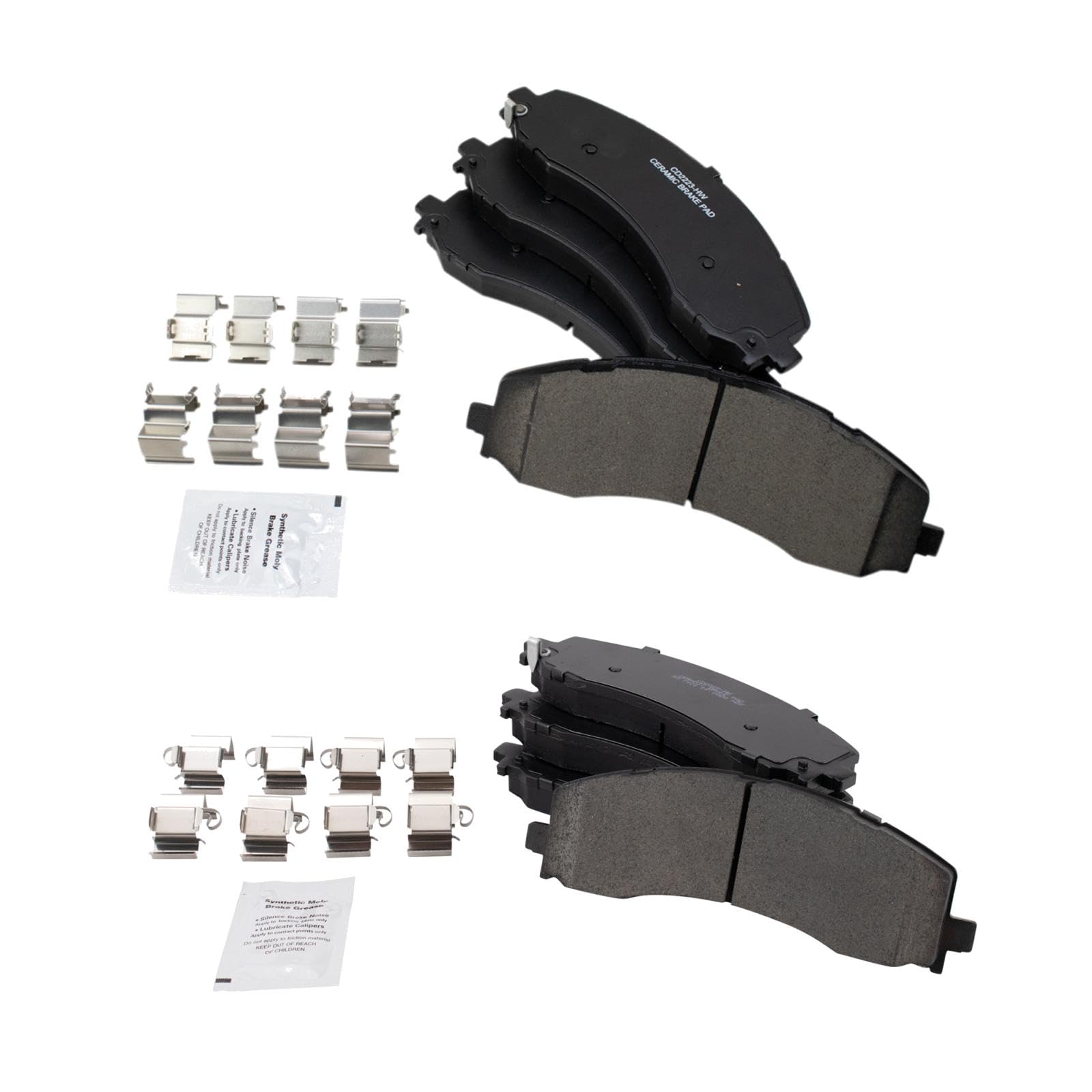 TRQ Front and Rear Brake Pad Set Ceramic Hardware Compatible with 2019-2022 Ram 2500 3500