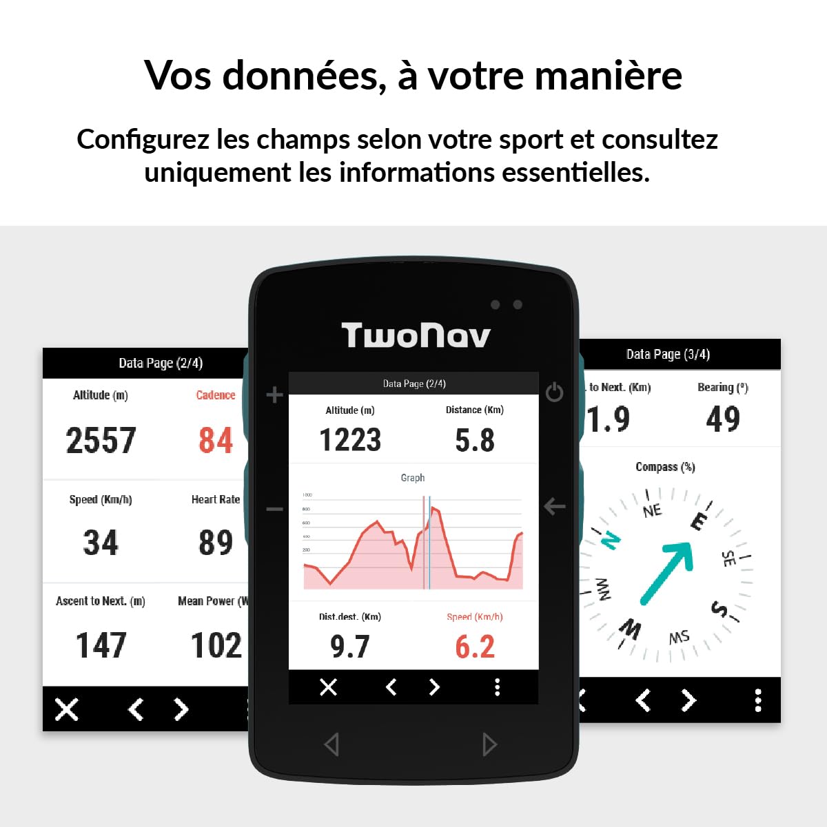 TwoNav Roc (32 Go) + Carte 5 Dalles de France IGN Top25, GPS de Sports avec écran 2,7 Pouces pour VTT, vélo, Gravel ou bikepacking