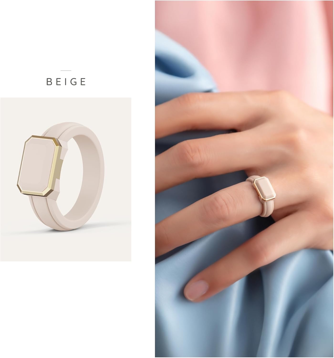 ThunderFit Trinity Stone Silicone Rings for Her - Faux Gemstone Rubber Wedding Engagement Bands for Women's, Variety Multipacks 1-3 - Image 3