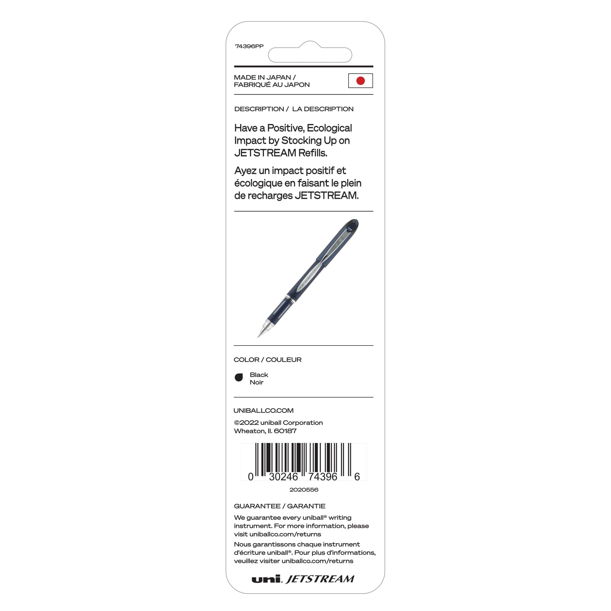 Uniball Jetstream Kugelschreiberminen, 1,0 mm dicke Spitze, schwarze Tinte, 6 Ersatzminen
