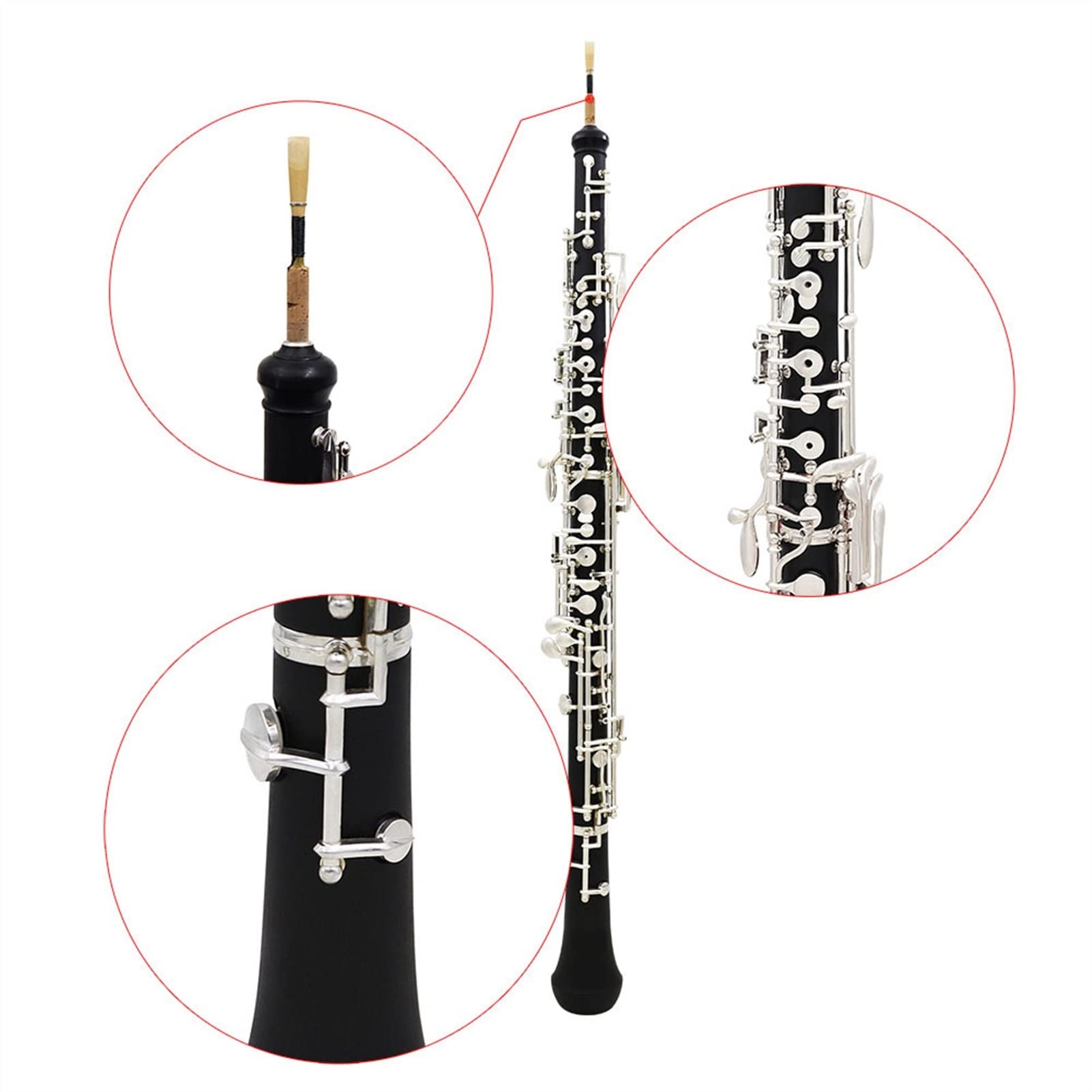 Strumento Oboe Oboe 22 Tasti Automatico Nero Placcato Argento Oboe A Livello di Pulsante Principiante di Oboe