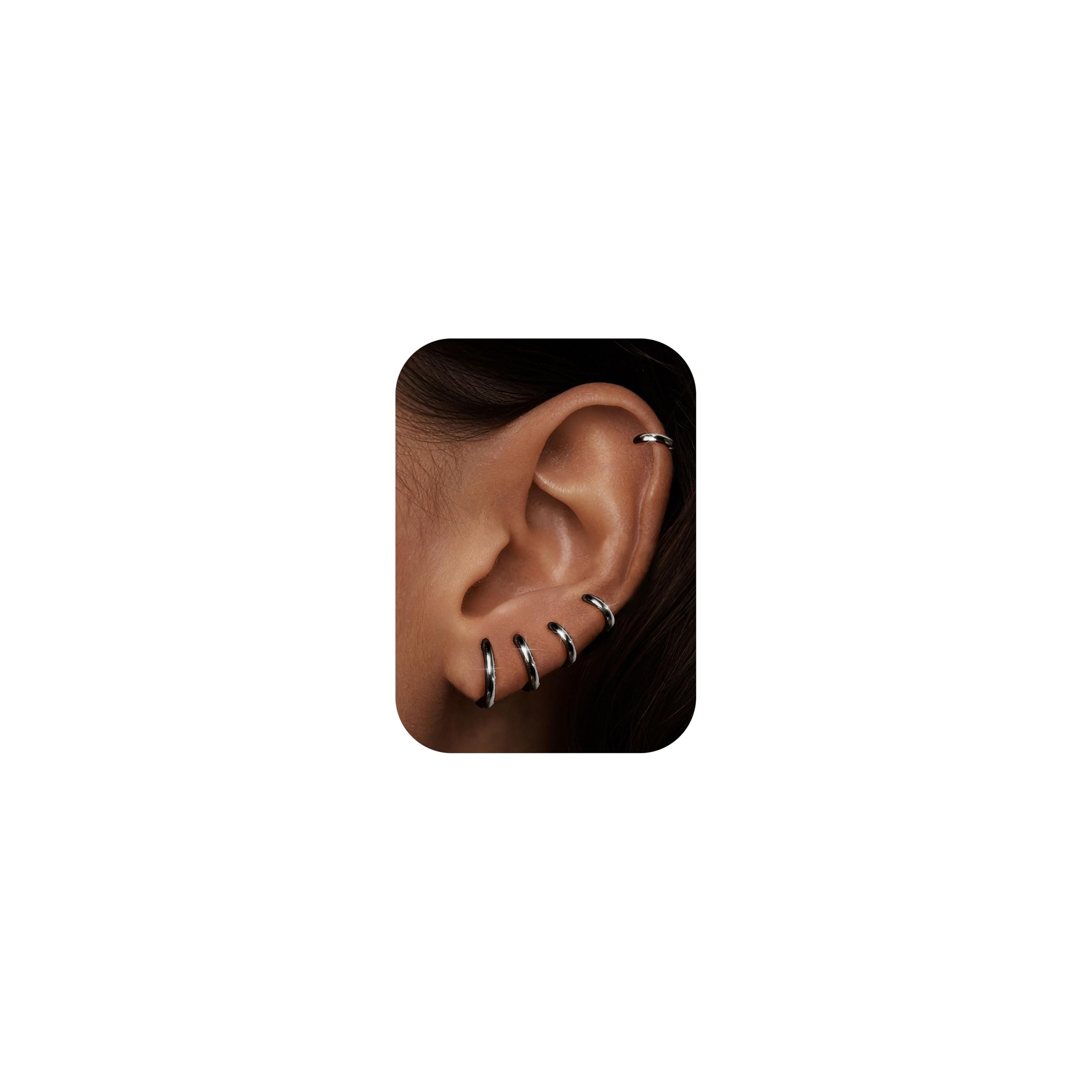 MILACOLATO Pendientes Aro Pequeños Para Mujer Hombre Acero Quirúrgico Pendientes Huggie Cartílago De Lóbulos Ajustados Anillo De Nariz Labio Daith Helix Piercing Joyas Hinged Pendientes 6/7/8/9/10mm — view 9