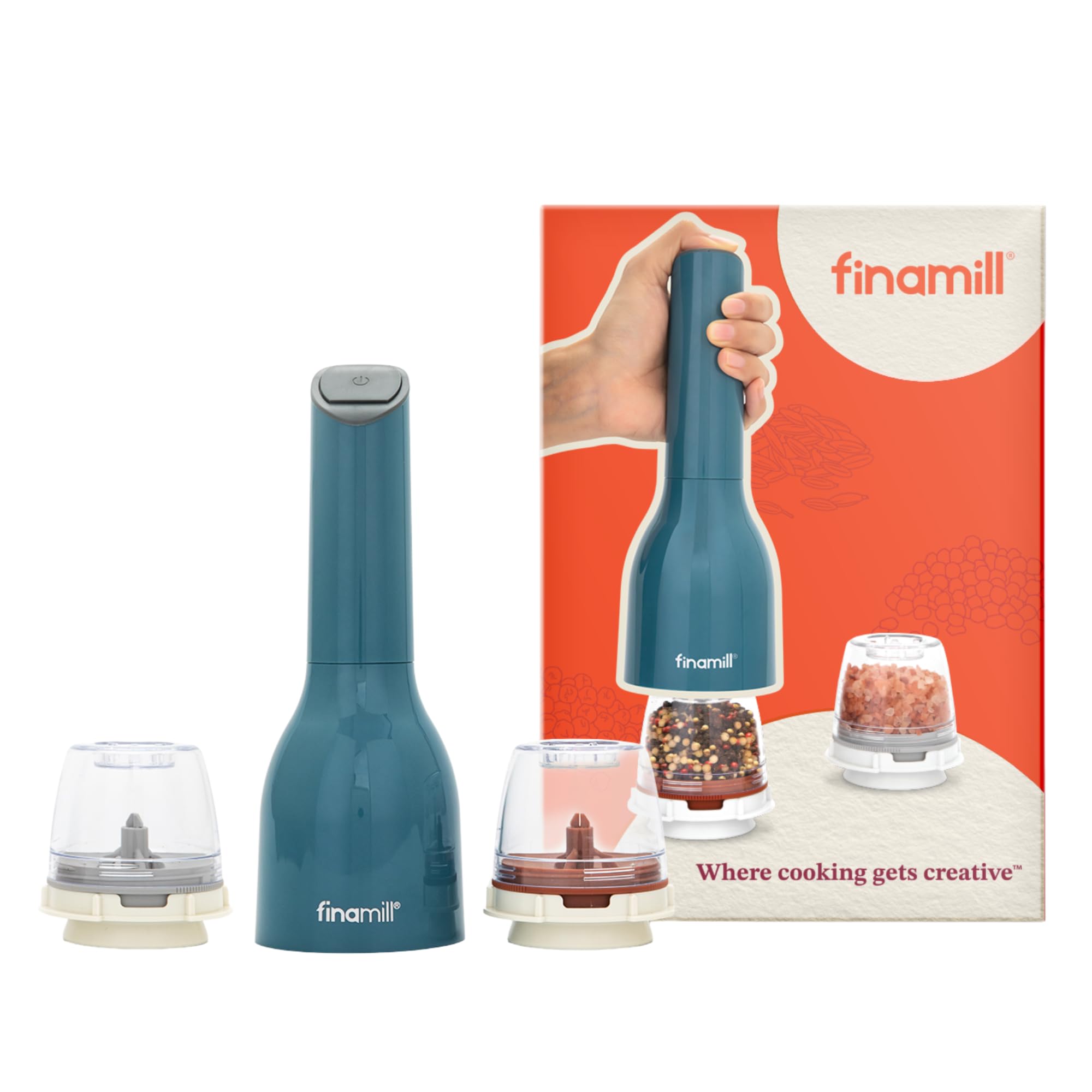 FinaMill Classic Battery Spice Mill, Salt &amp; Pepper Grinder Kitchen Gift Set