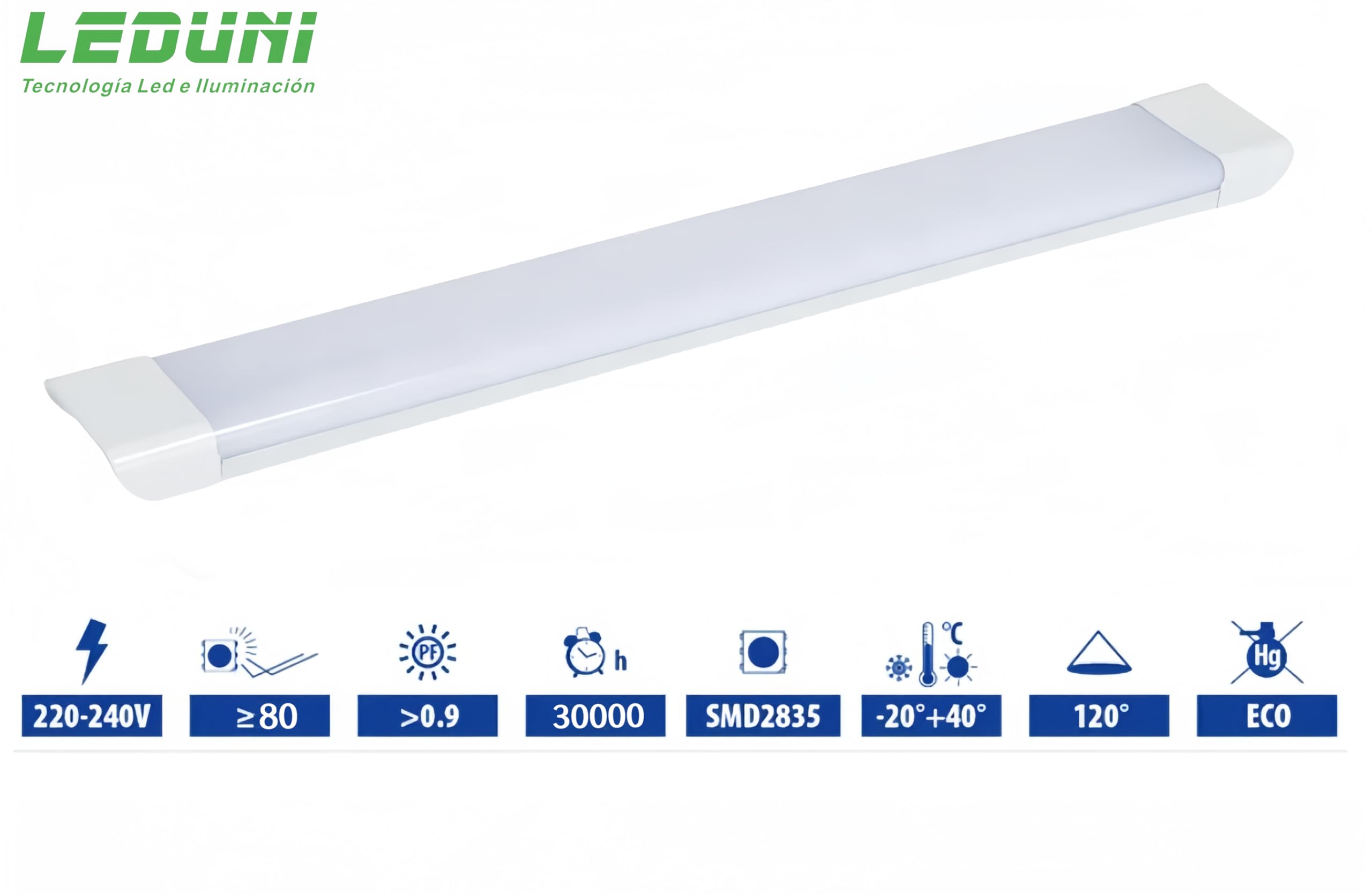 Lampara Luminaria LED Pantalla led para Supermercado, Taller, Hogar y Hospital Luz Blanco Fria 6000K (150 CM, PACK 2X)