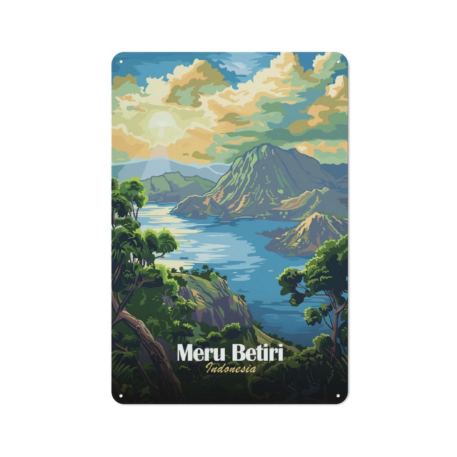 Junmoney Style-19 Cosy Meru Betiri National Park, Indonesia Metal Plaque 30X20cm, Kitchen Wall Decor For Kitchen, Cafe, Pantry Or Dining Room
