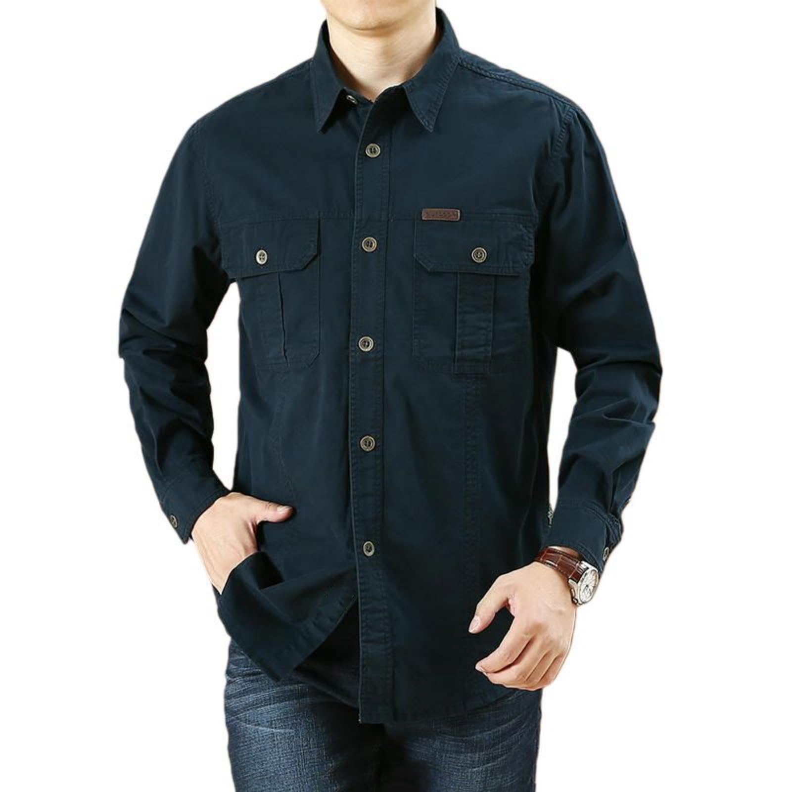 Camisa de trabajo ligera con bolsillo transpirable de algodón suave 8