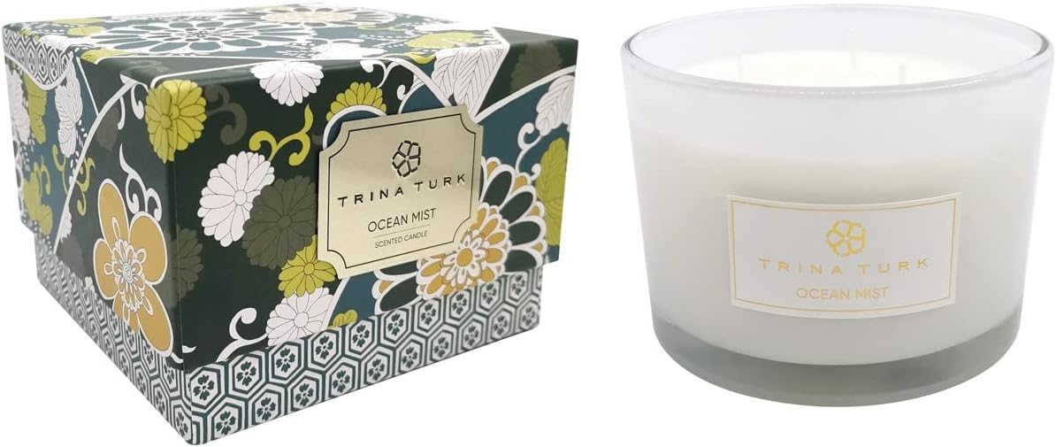 Trina Turk 3 Wick Scented Candle with Glass Jar, Cotton