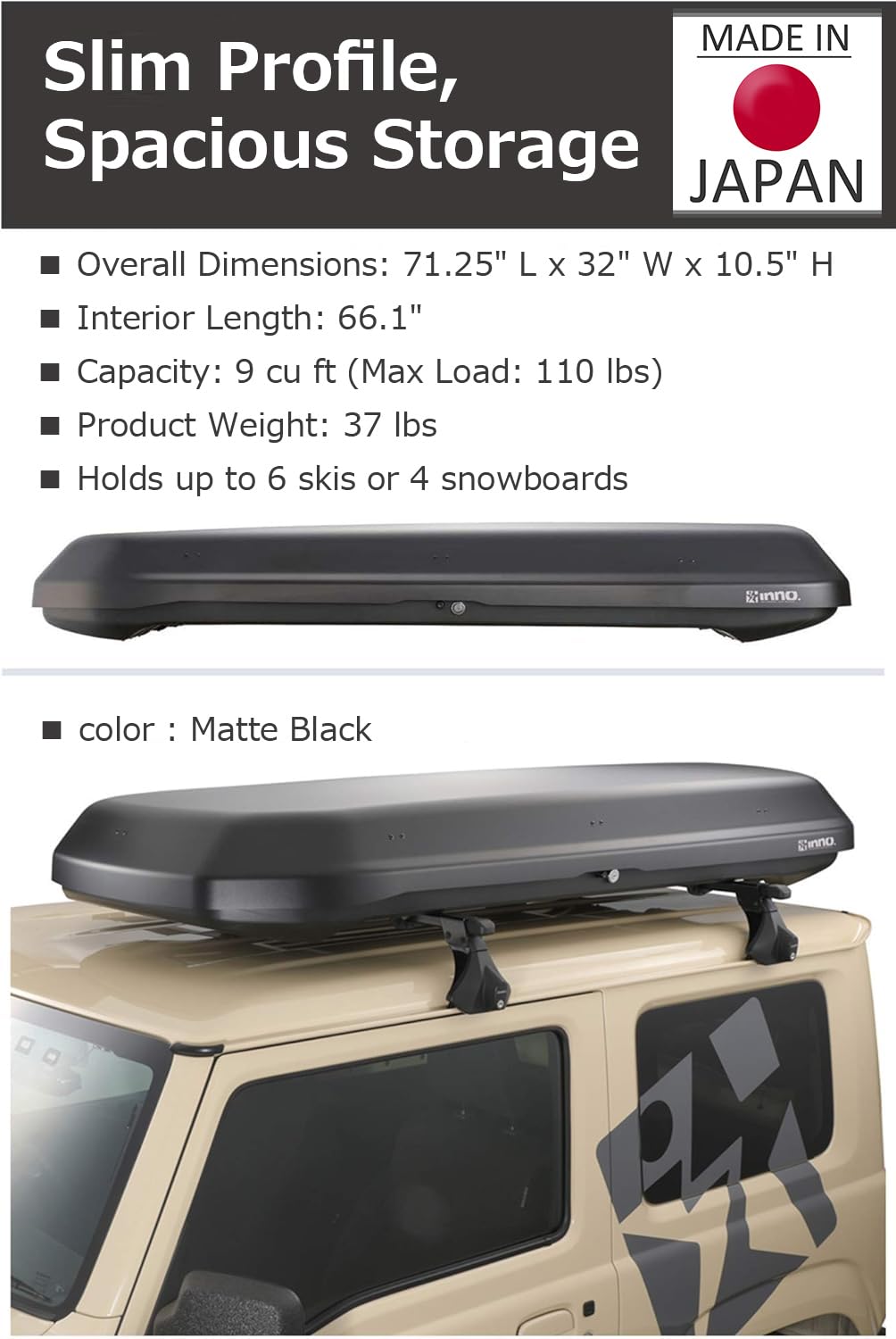 Amazon.com: INNO ROOF Box 320 Matte Black 9cu ft, Cargo Box, Low