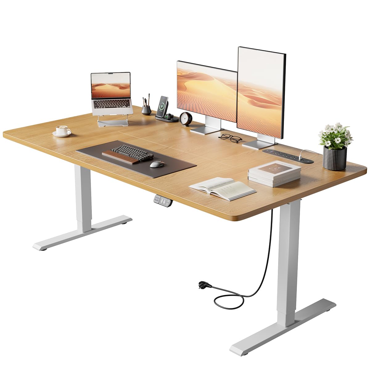 Precision Synergie Electric Standing Desk, Power Outlets, 2 Memory Buttons