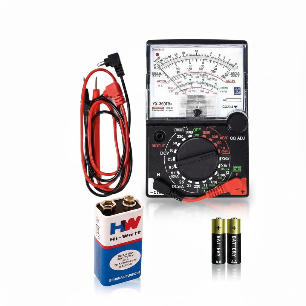 YX-360TR Analog Multimeter Plastic Gauge Shell AC DC Volt Ohm Current Testing Mutimeter Electrical Pointer Multitester with 9v Battery & 2 Pcs AA Battery Set-image-25