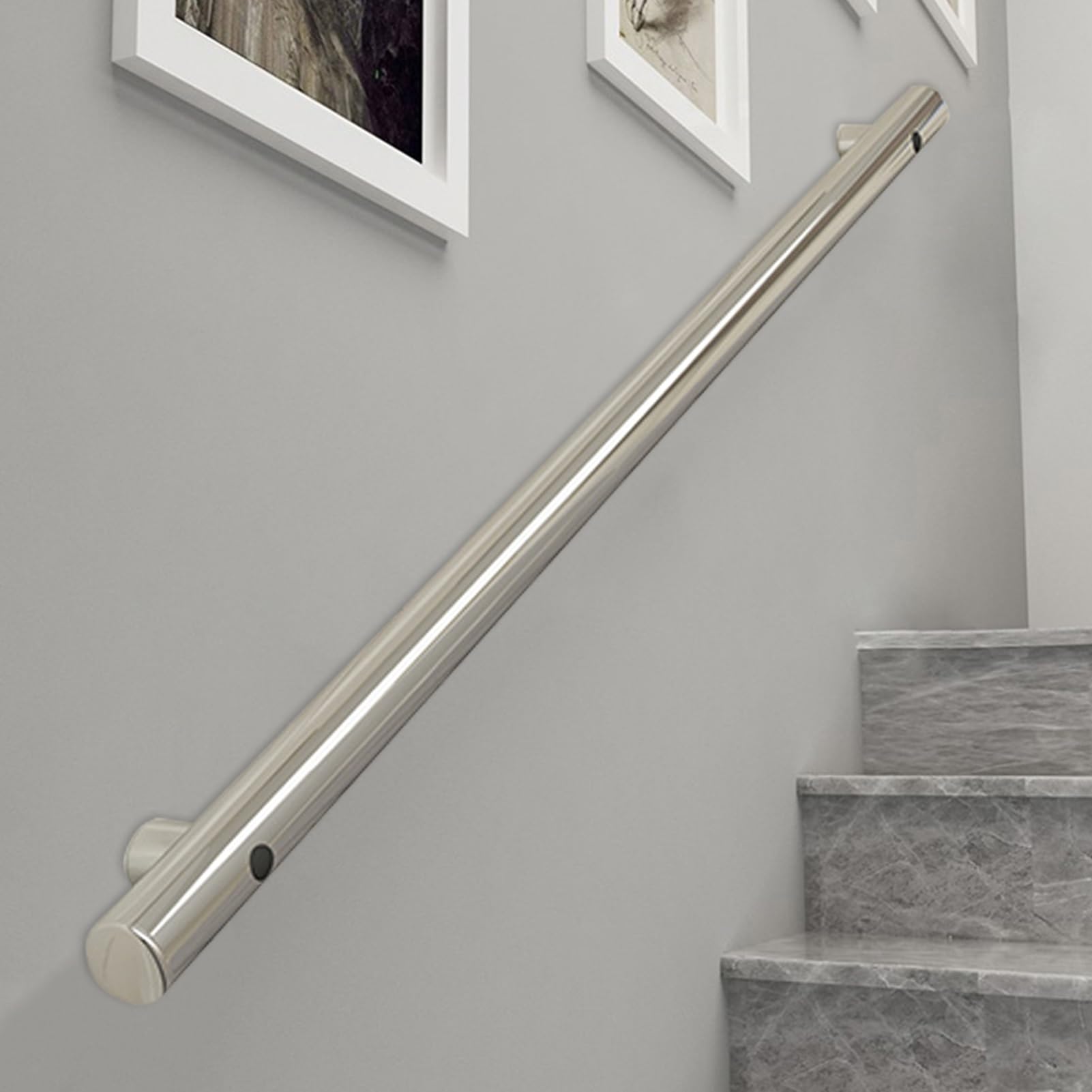 Rambarde d'escalier en acier inoxydable de 270 cm et rampe murale tubulaire pour extérieur